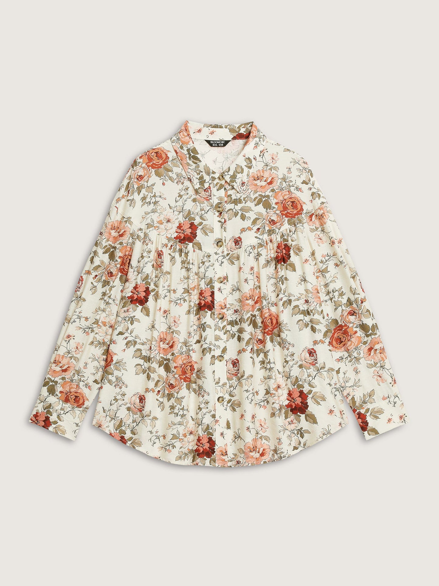 Rayon Floral Print Button-Down Shirt