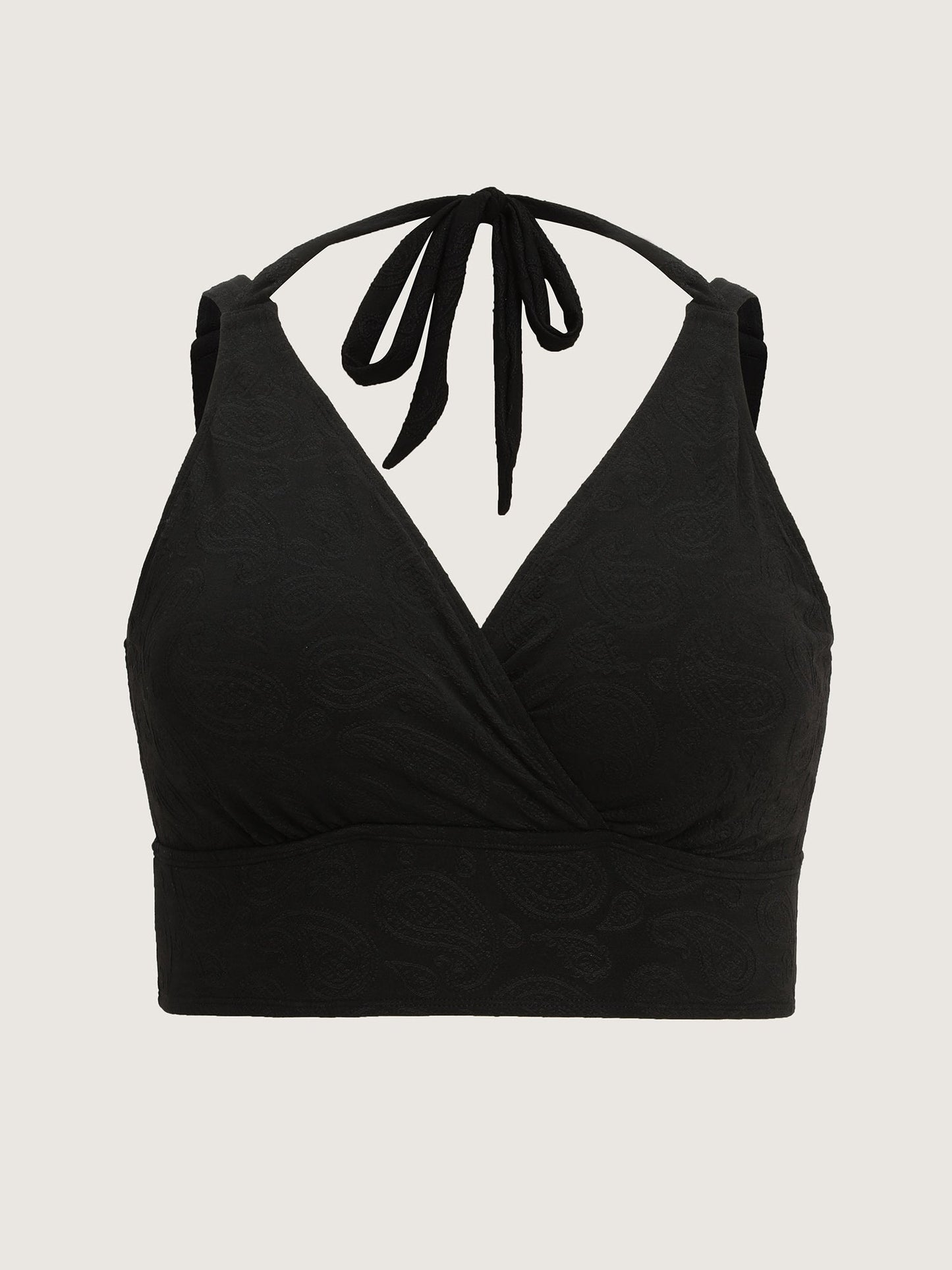 Paisley Textured Surplice Neckline Swim Top