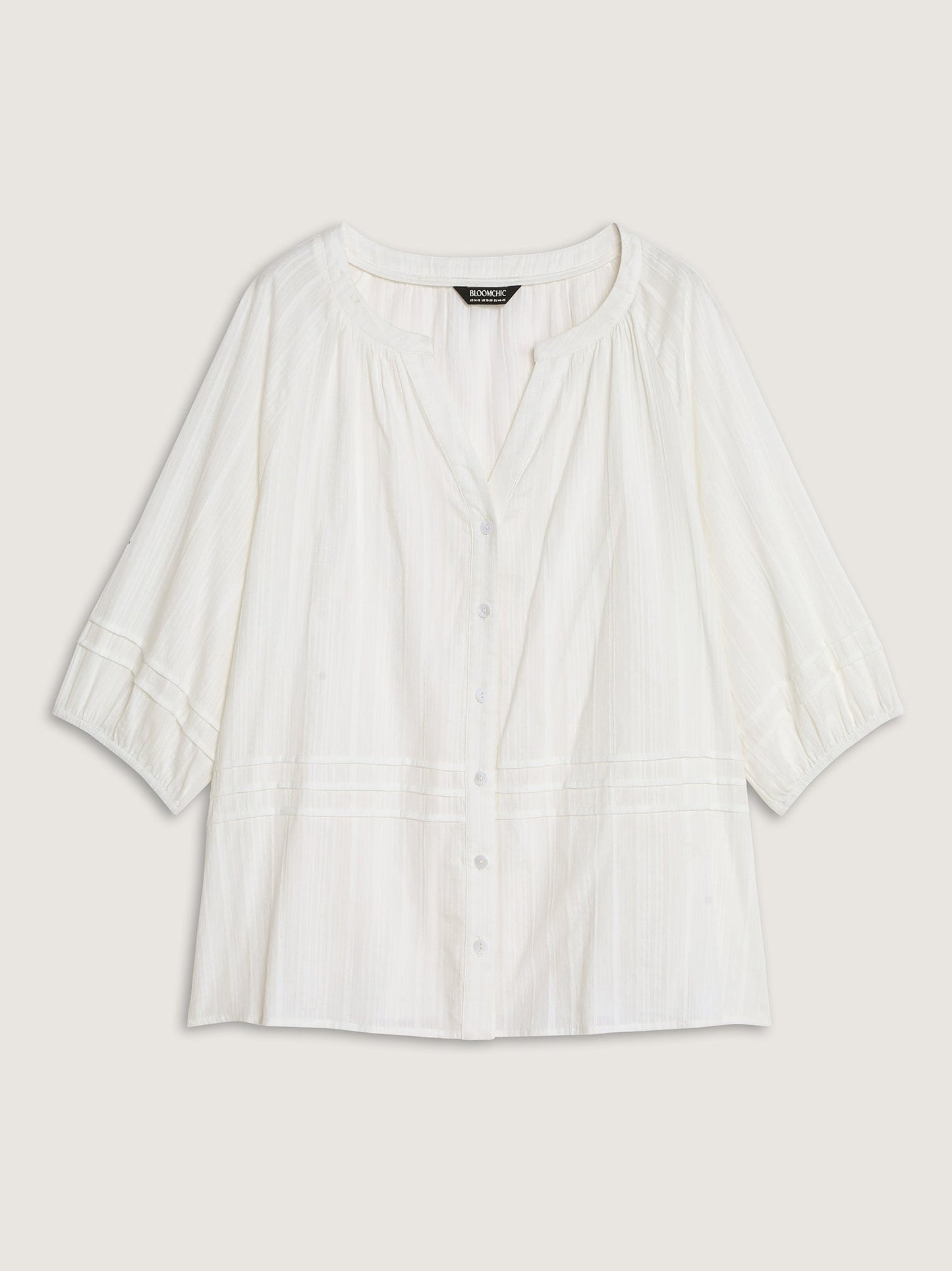 Cotton Sheer V Neck Button Down Shirt