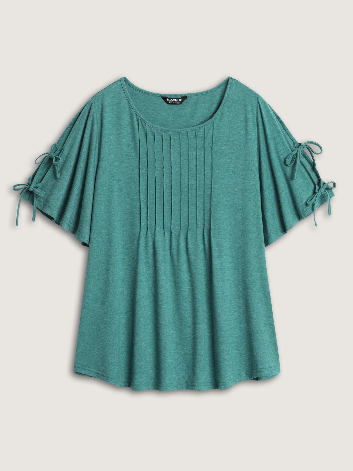 Supersoft Pleated Knot-Tie Sleeve T-Shirt