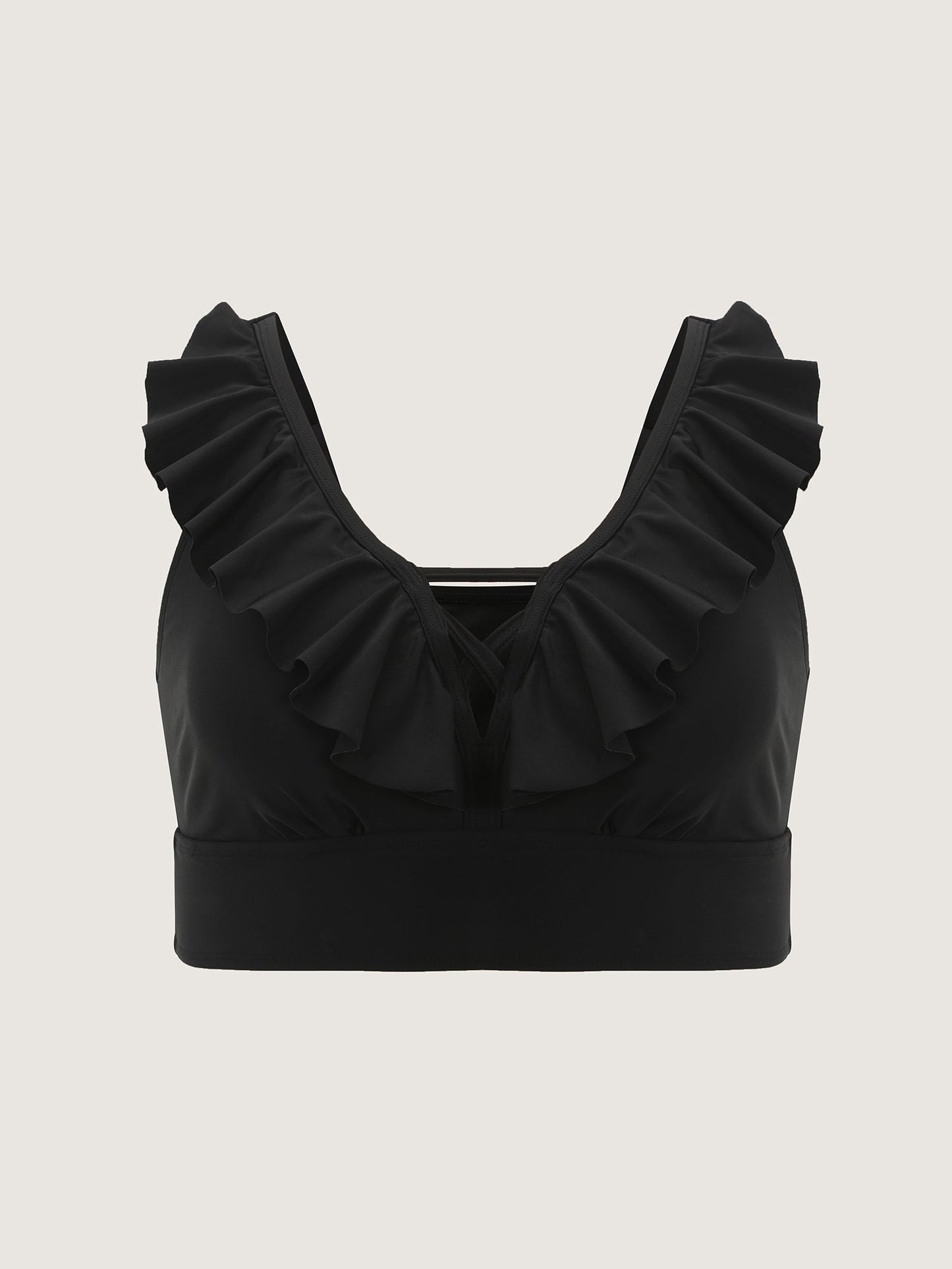 Cut-Out Ruffled Sleeve Swim Top