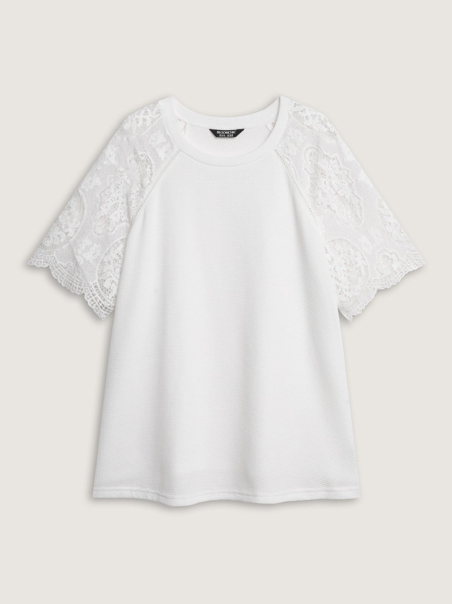 Lace Textured Flared Sleeve Plain Blouse
