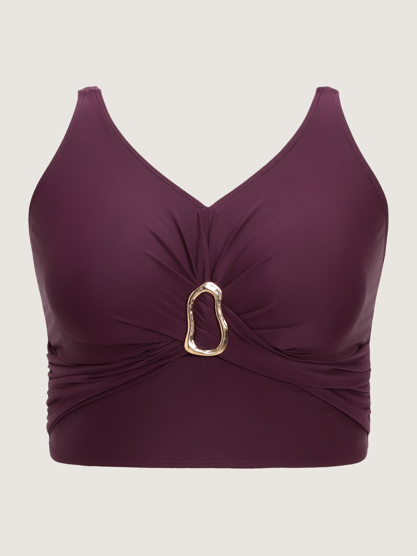Gathered Metal Buckle Swim Top