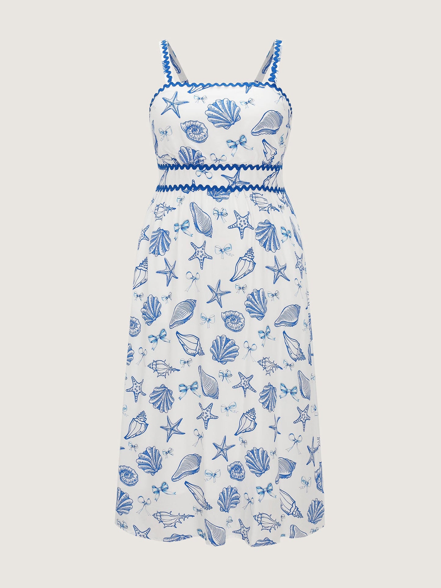 Supersoft Seashell Print Pockets Contrast Edge Maxi Dress