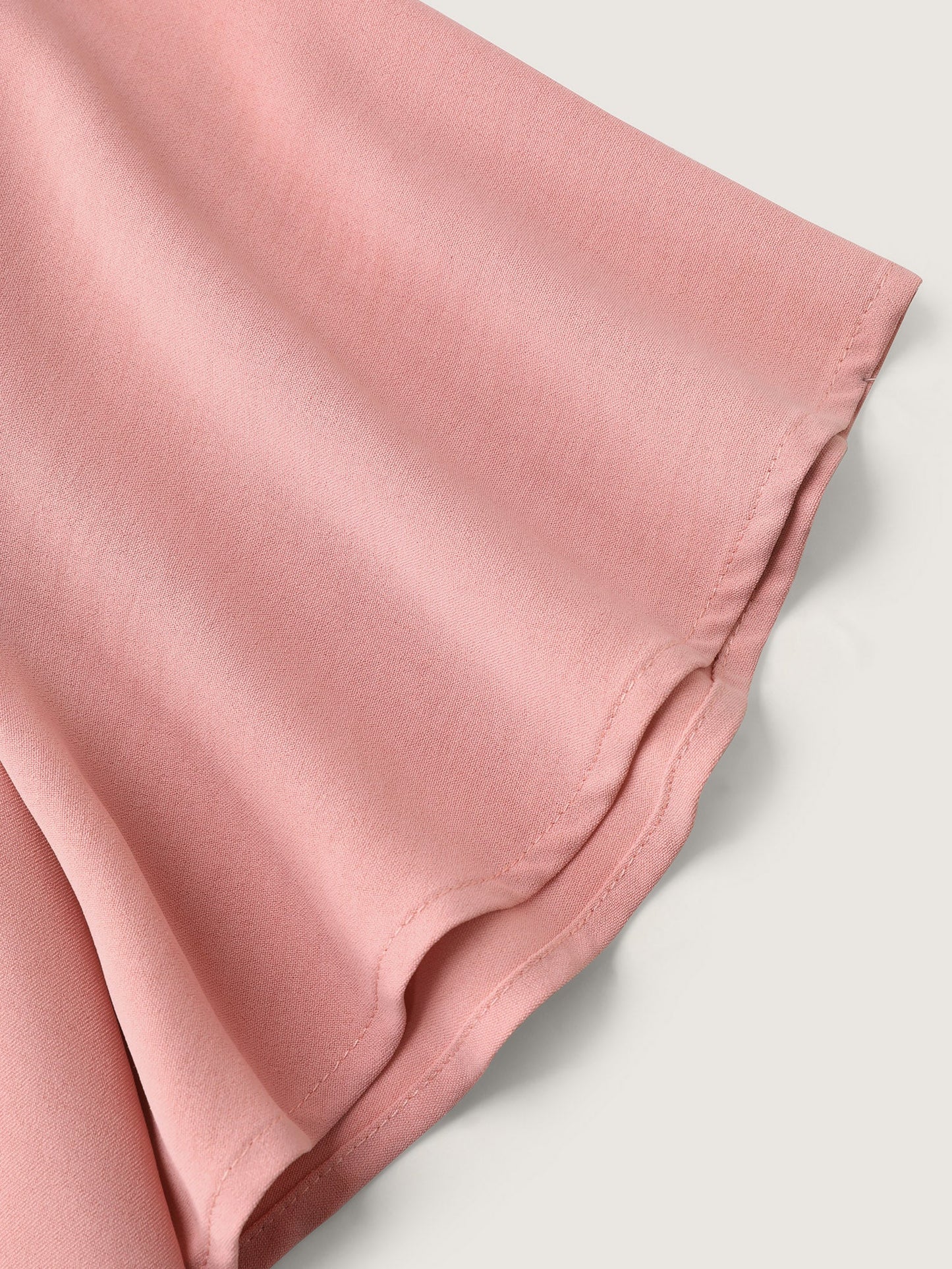 Cinched-Waist Knotted Plain Blouse
