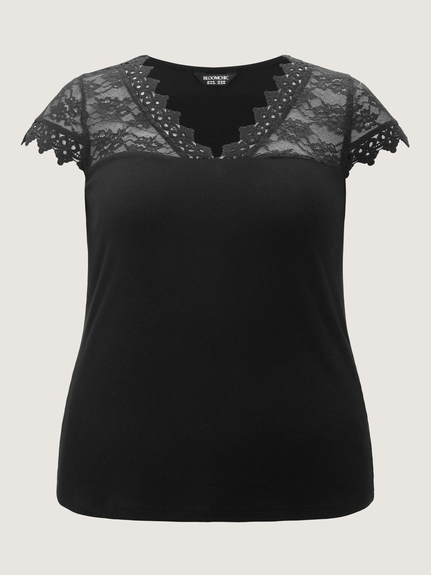 Stretchy Lace V-Neckline Top