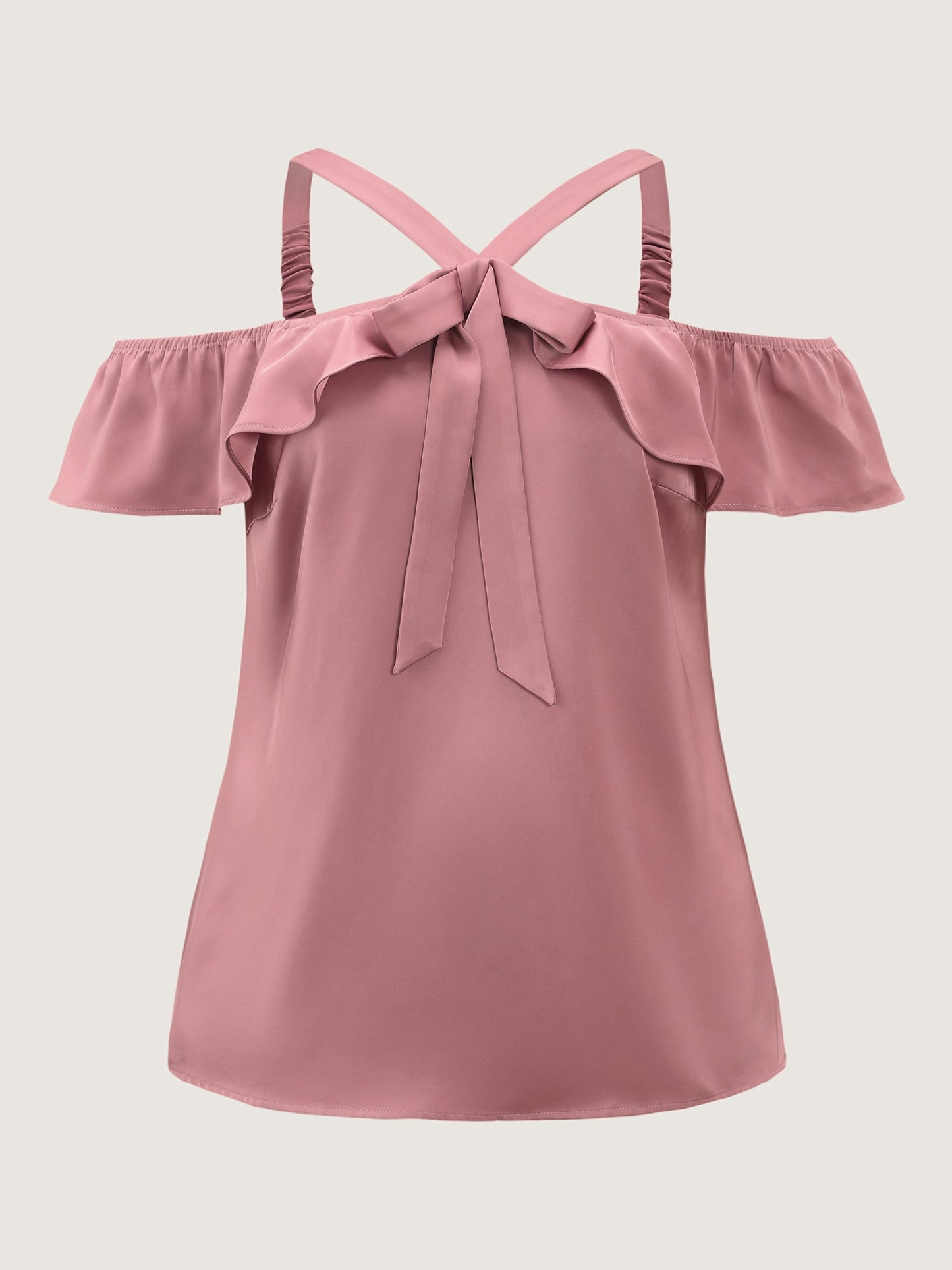 Elegant Satin Off-Shoulder Bowtie Blouse
