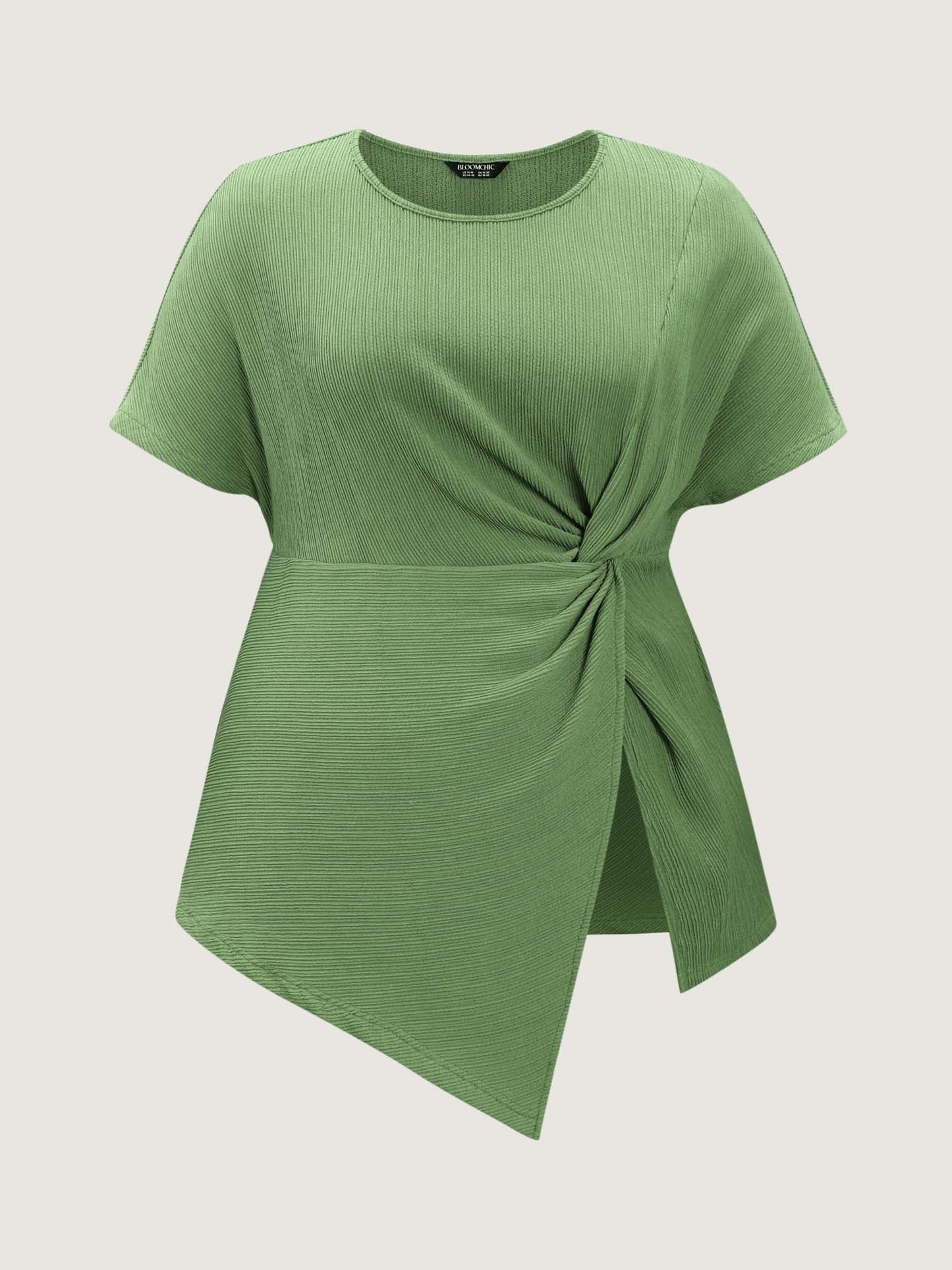 Knotted Side Waist Slit T-Shirt