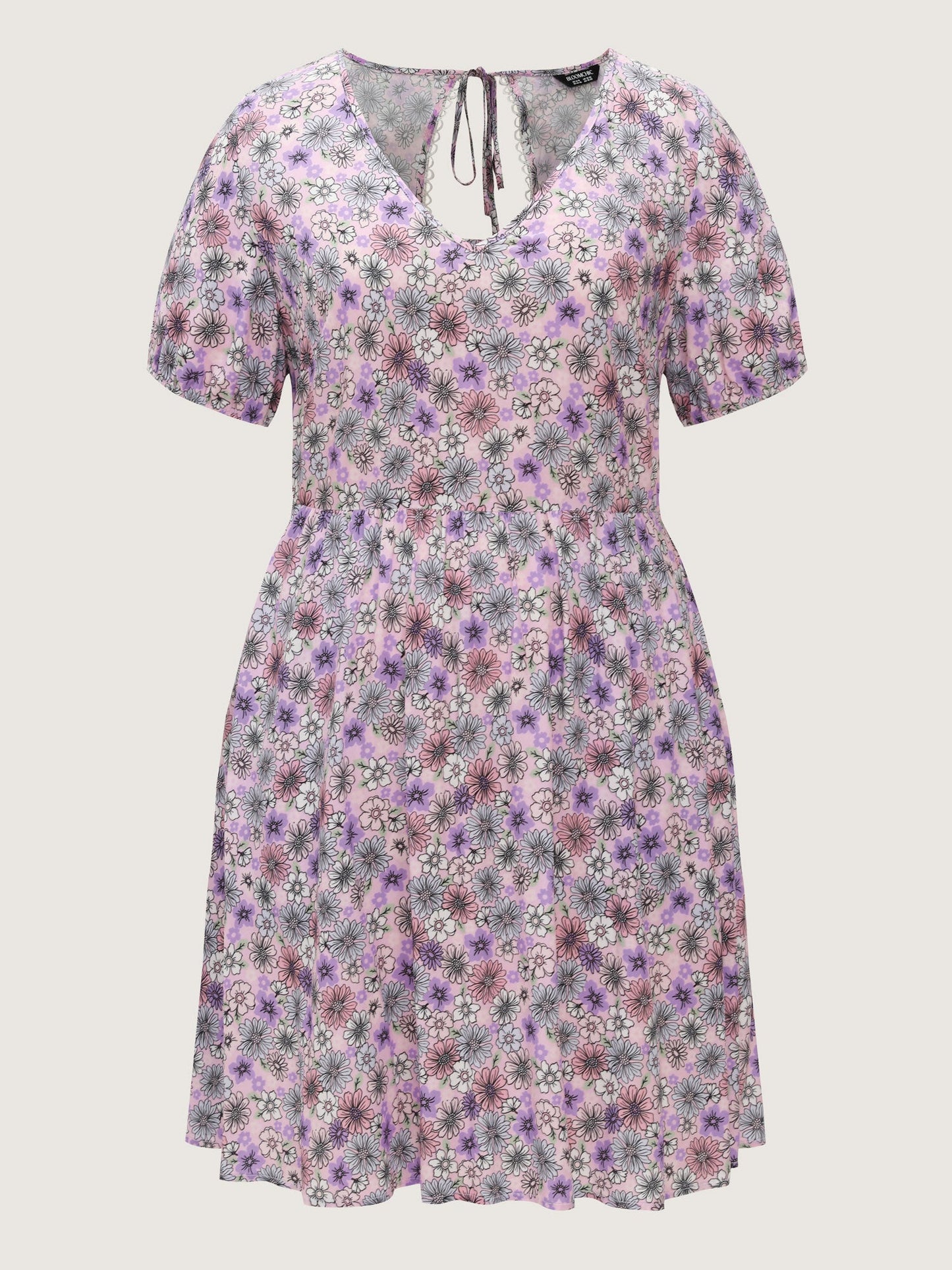 Supersoft Delicate Floral Lace Trim Mini Dress