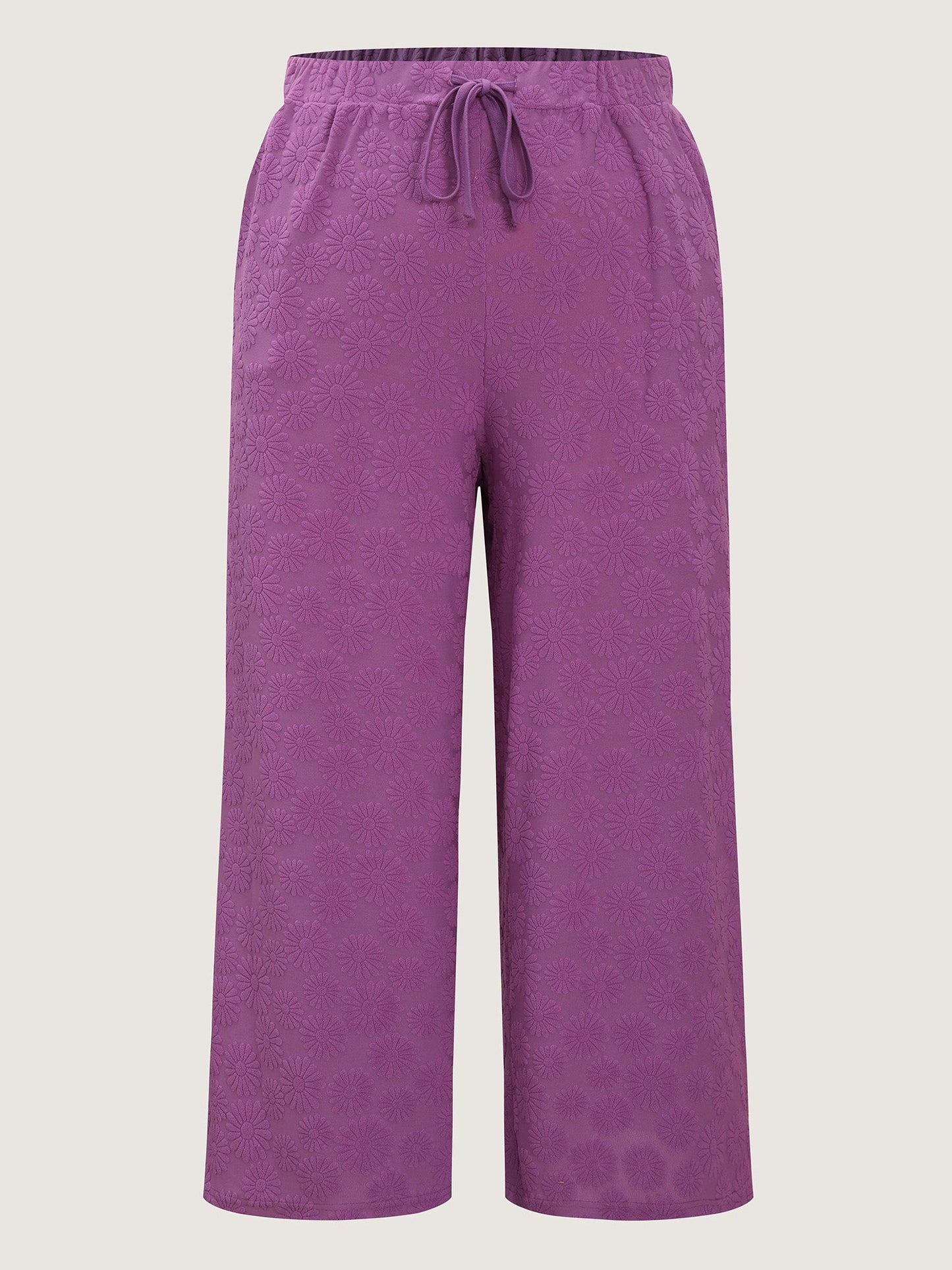 Drawstring Textured Wide-Leg Pants