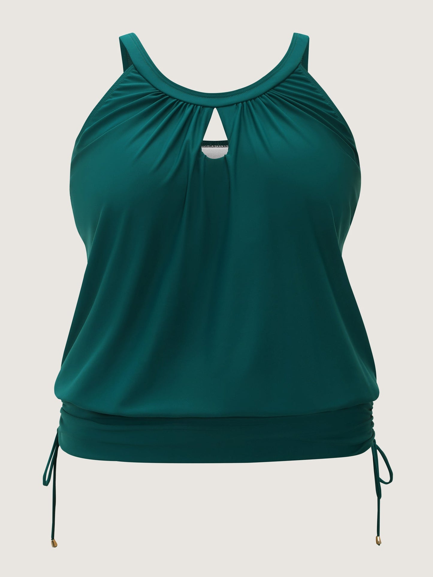 Water Drop Cut-Out Ruched Swim Top