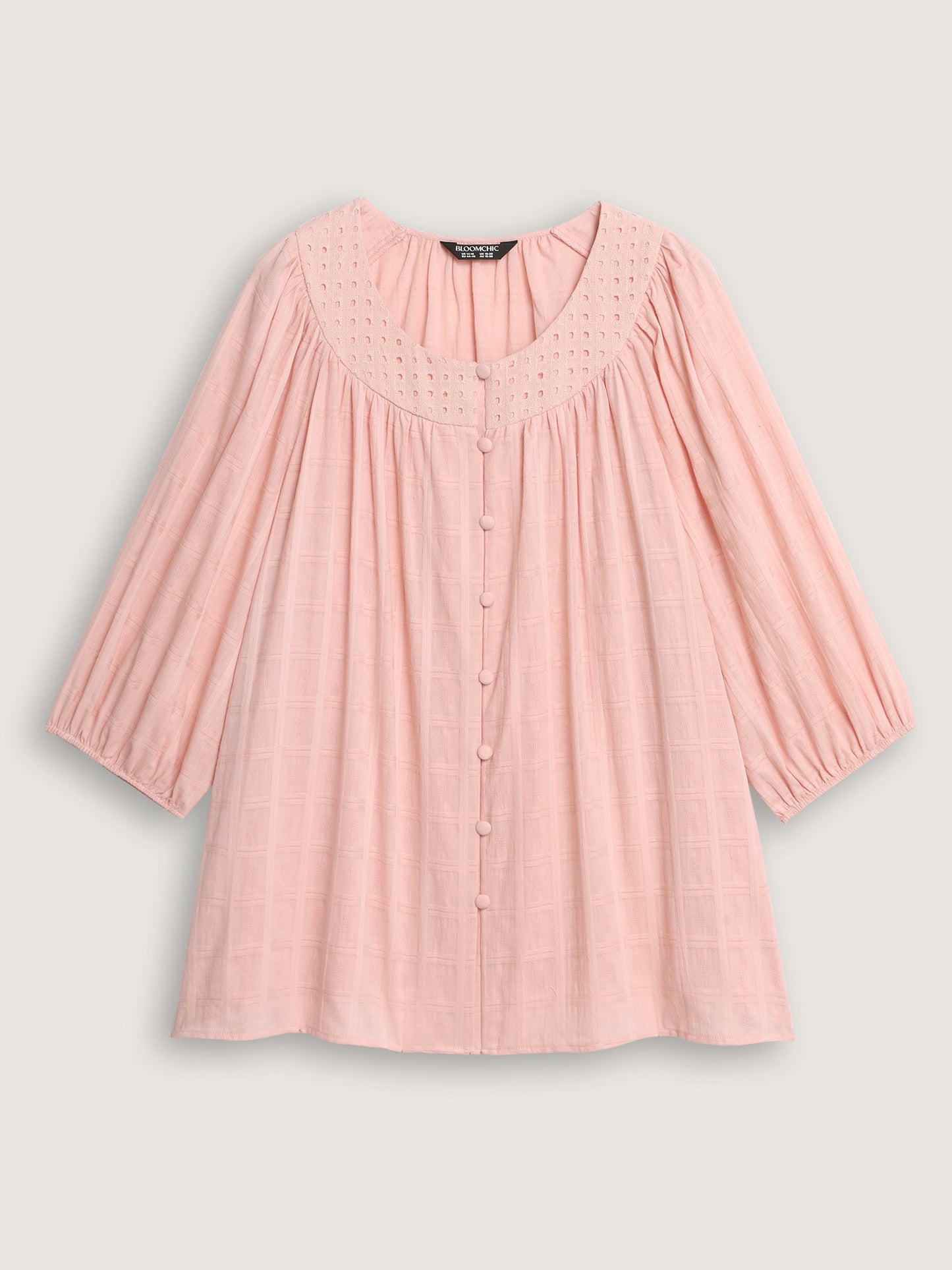 Pure Cotton Pleated Button-Down Top