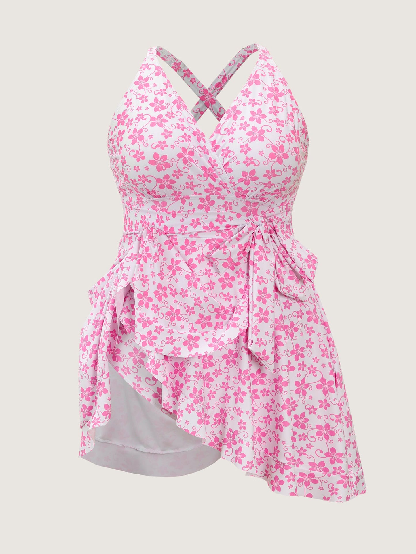 Cute Floral Print Anti-Float Tie Swim Dress