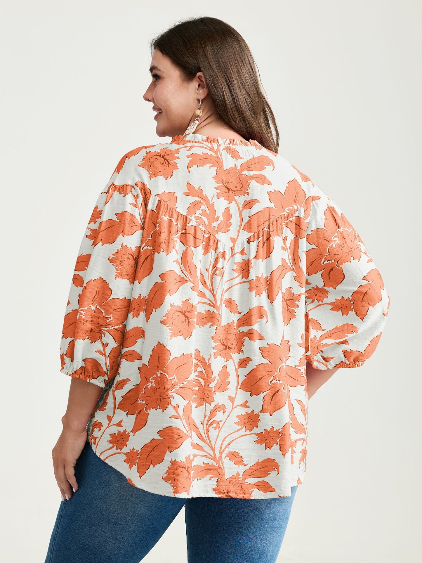 Sweet Floral Print Button Front Blouse