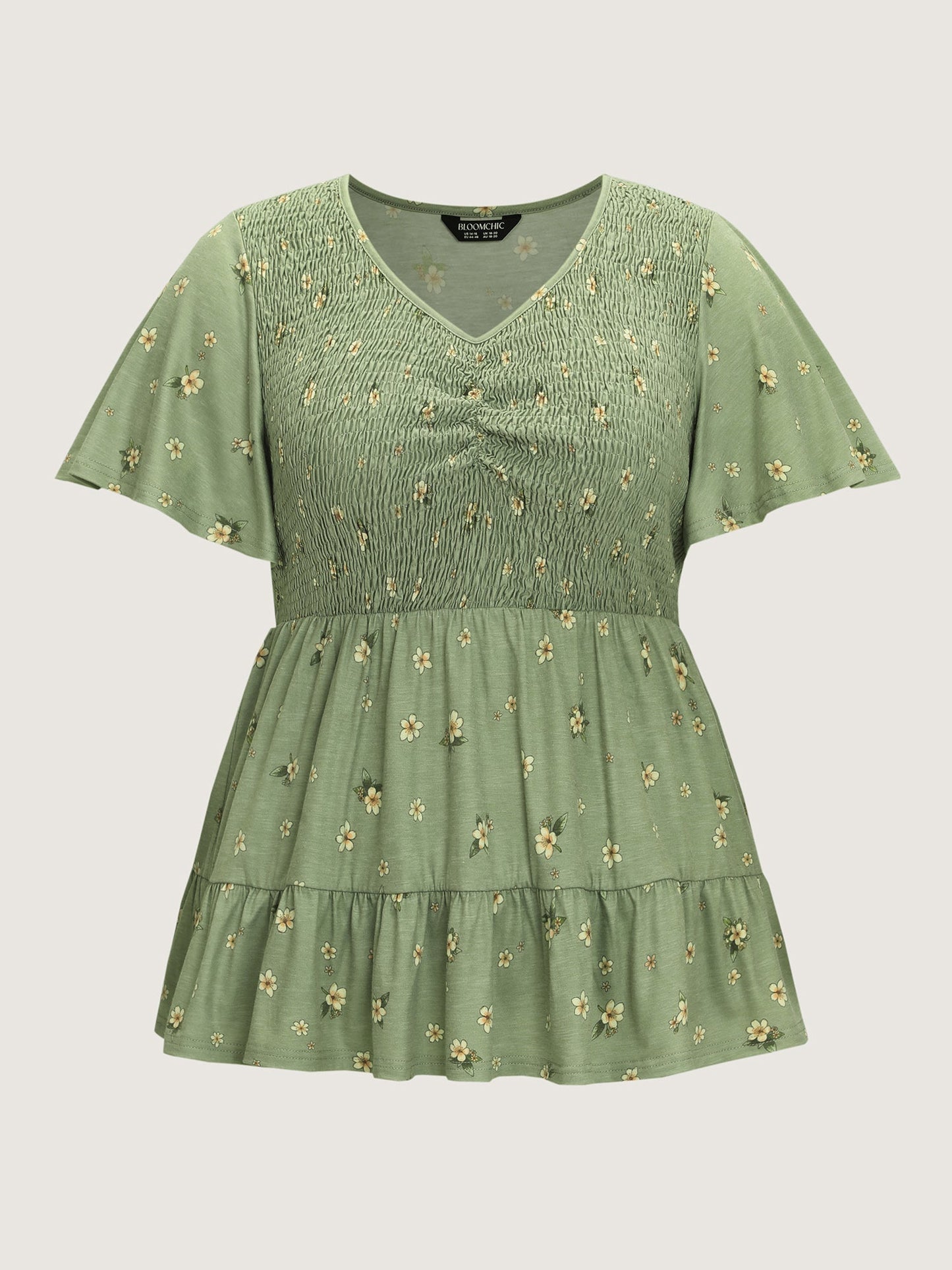 Supersoft Floral Shirred Stretchy Knit Top