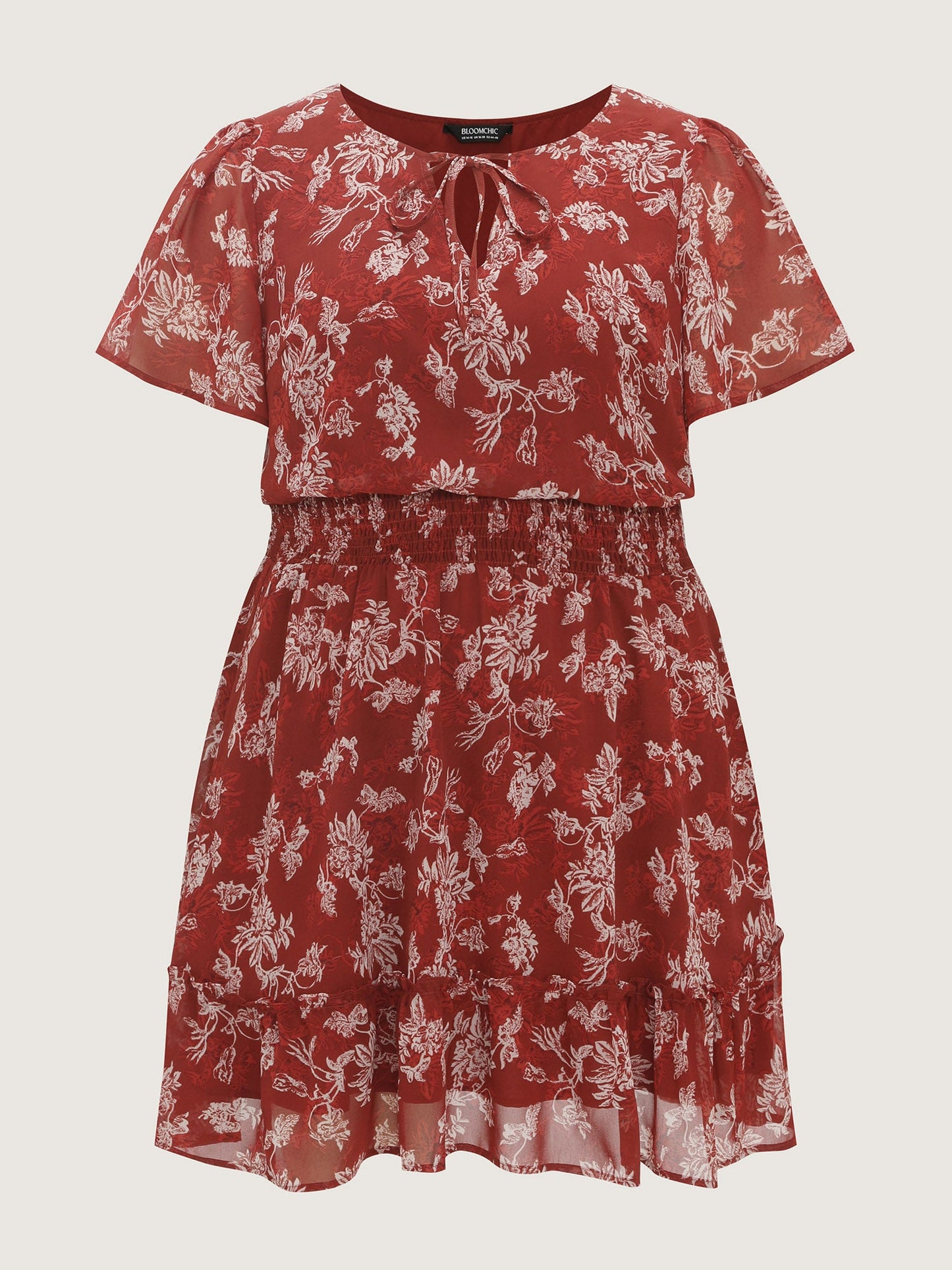 Floral Print Shirred Waist Mini Dress