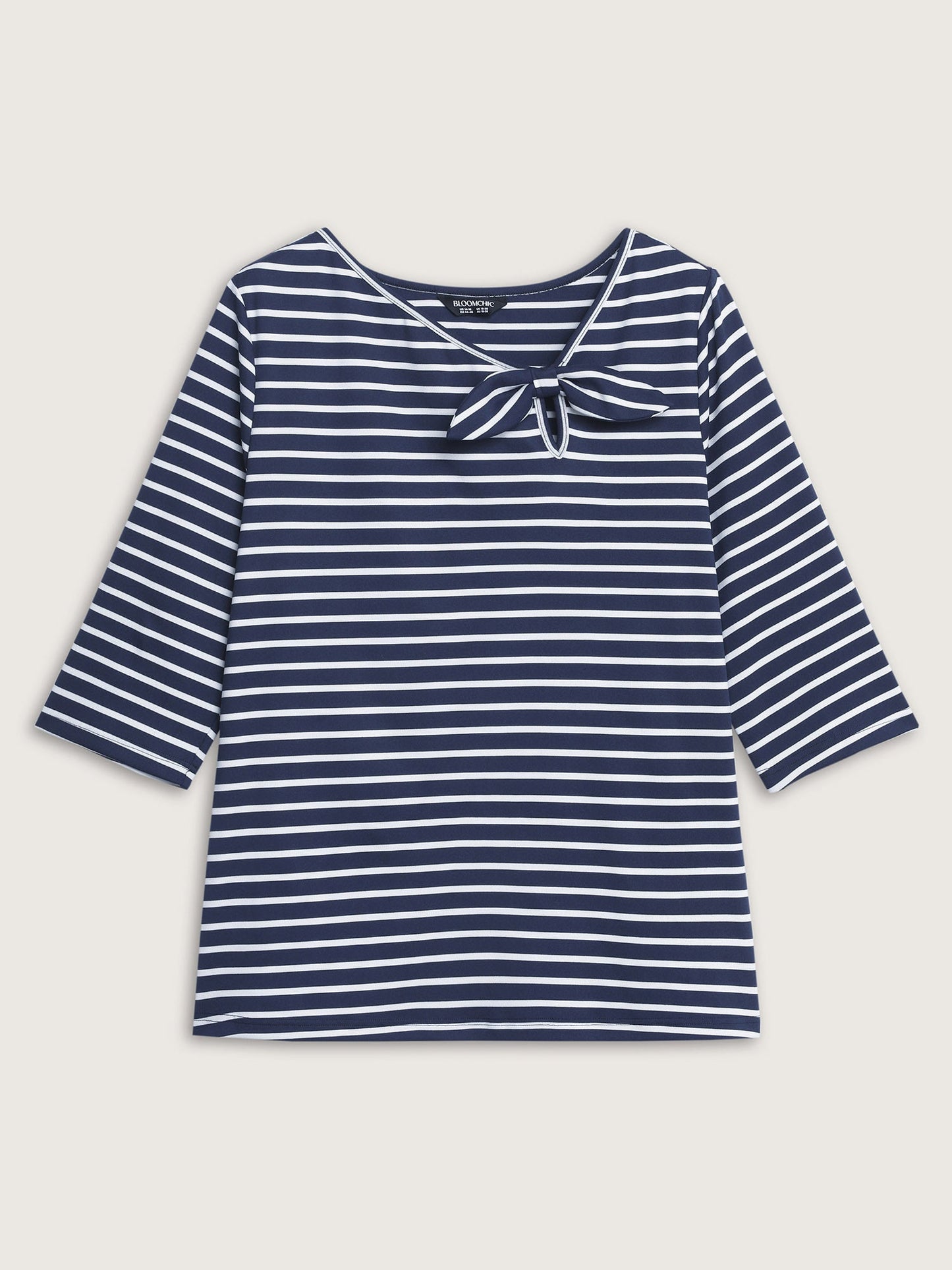 Striped Knotted Neck-Tie Knit Top