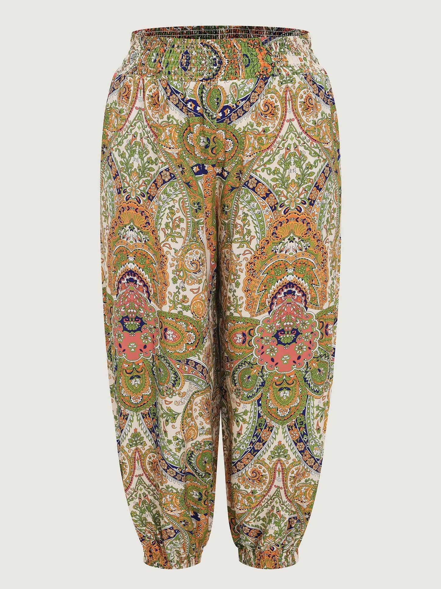 Paisley Print Wide Waistband Jogger Pants