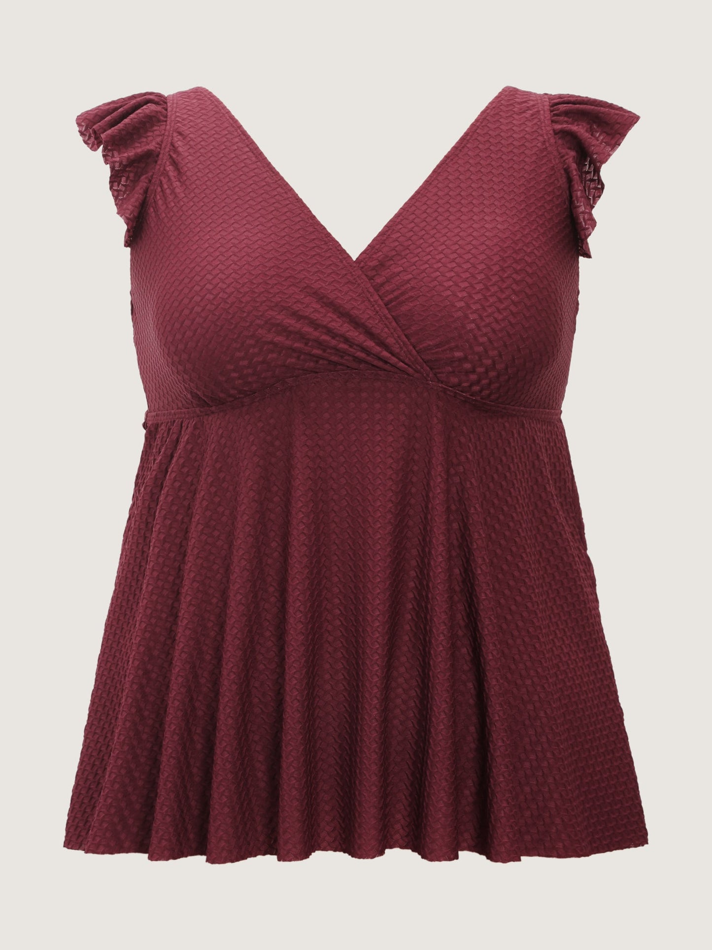 Textured Flutter Sleeve Surplice Swim Top