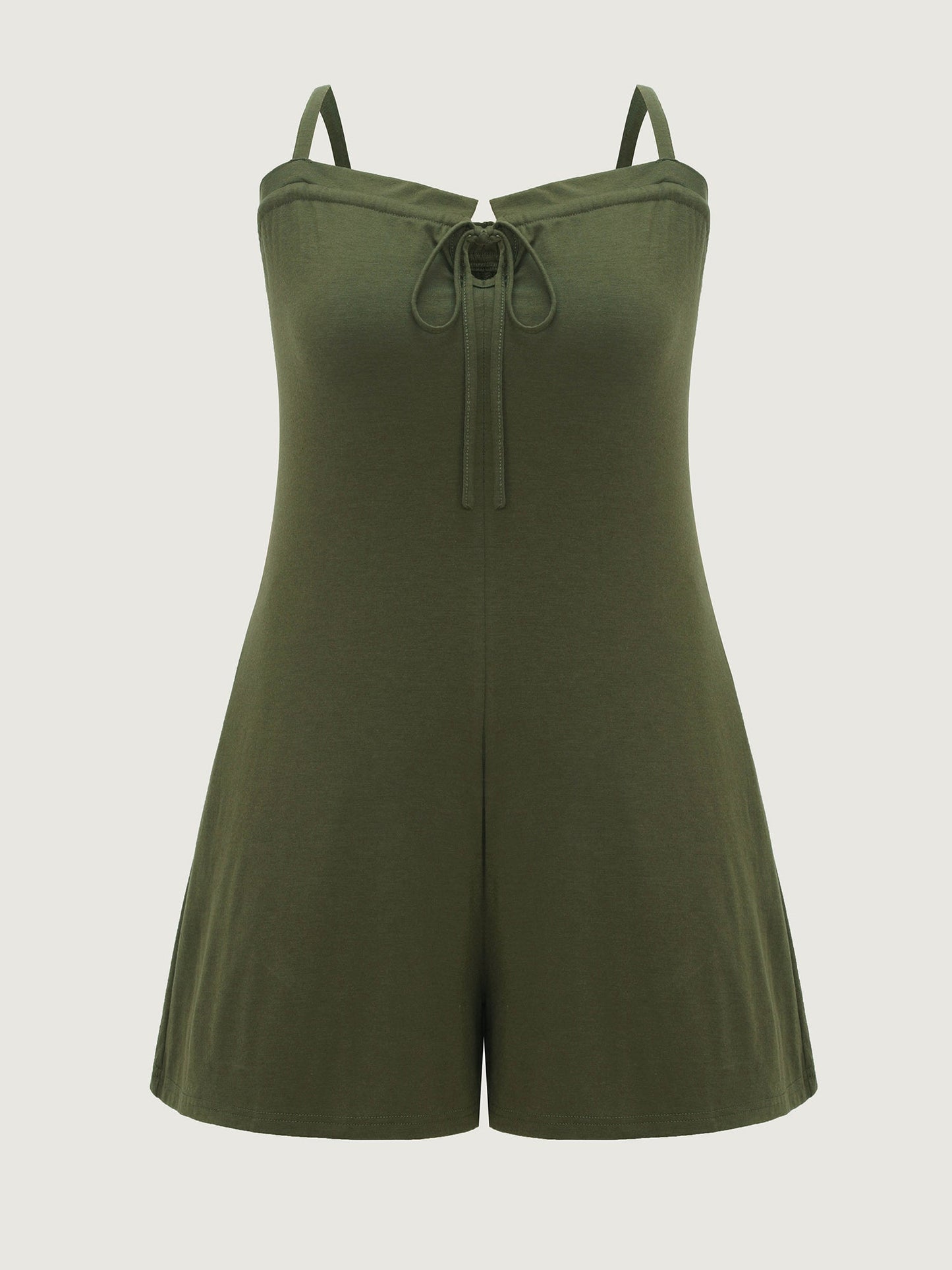 Supersoft Stretchy Ruffled Drawstring Neckline Romper