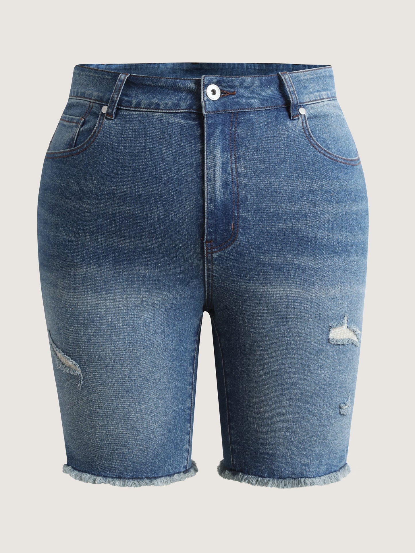 Stretchy Mid-Rise Denim Shorts