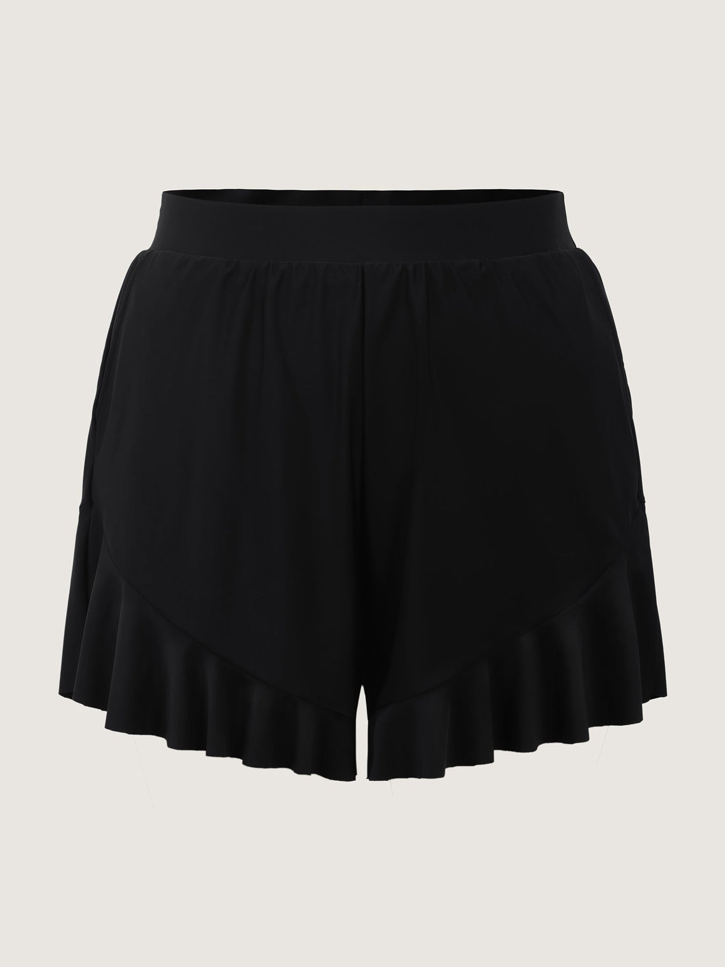 Ruffled Hem Pockets Swim Bottoms