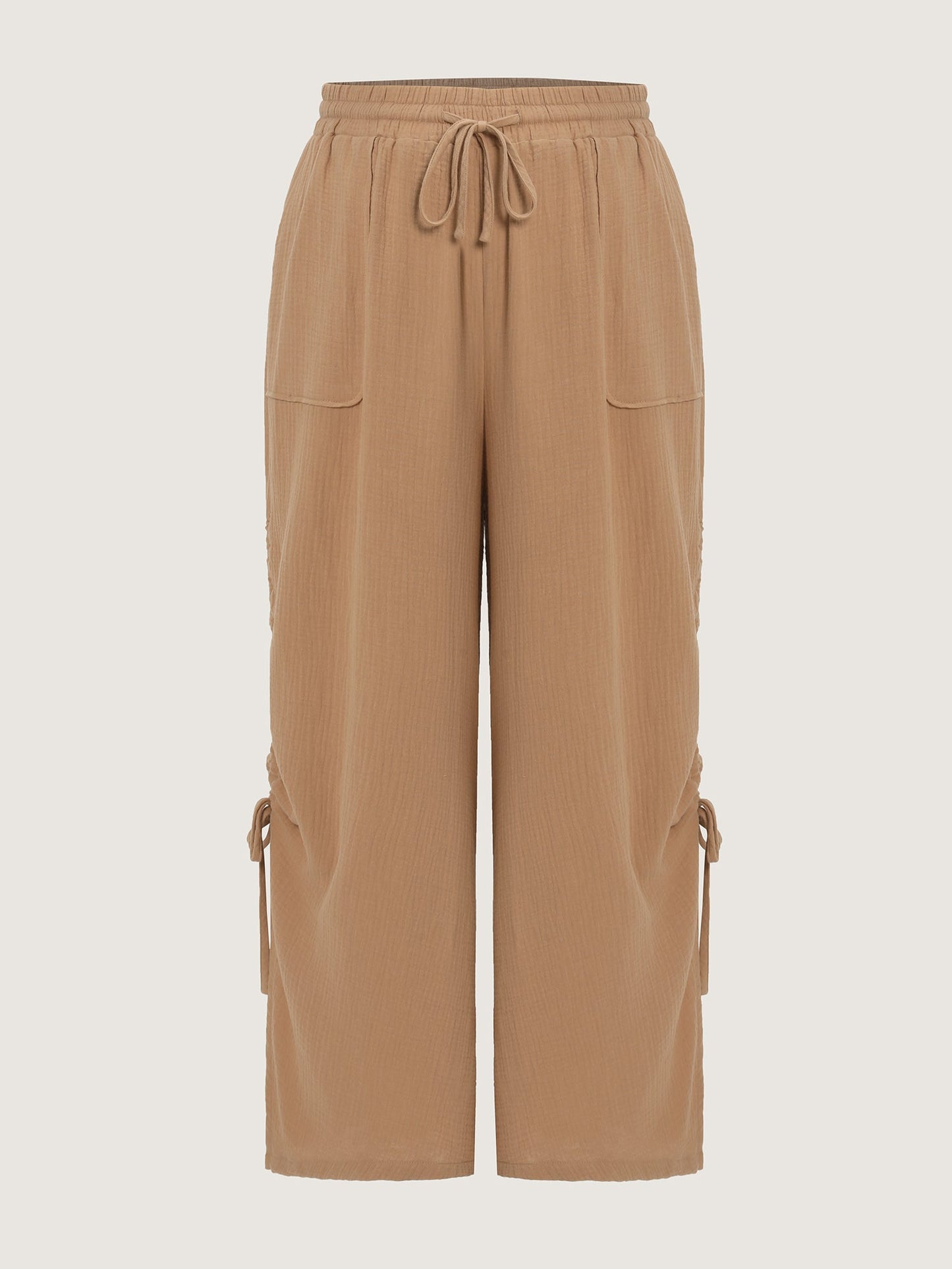 Pure Cotton Drawstring Split Side Pants