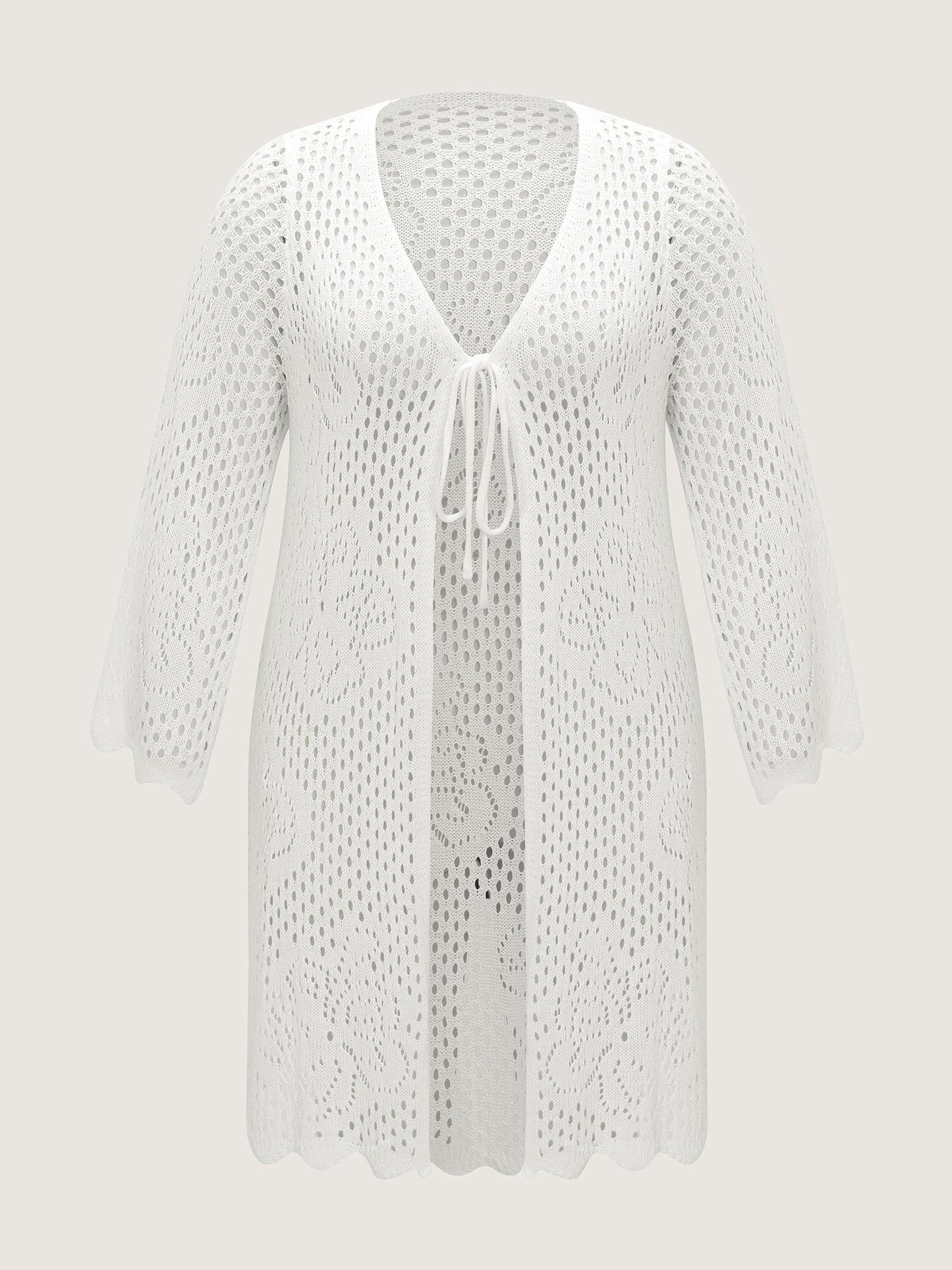 Hollow-Out Front-Tie Swim Cover-Up