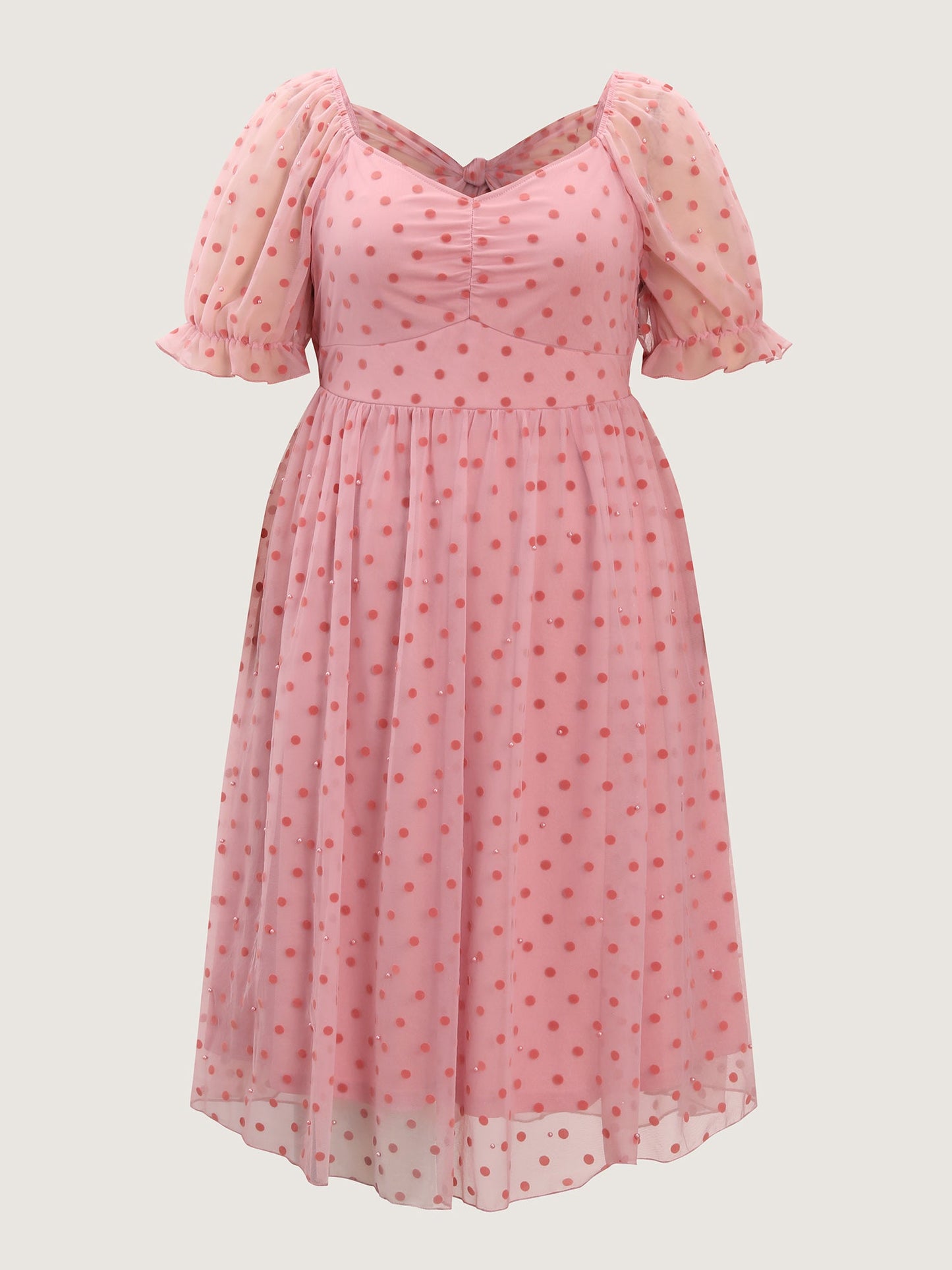 Sheer Romantic Flocking Back-Tie Midi Dress