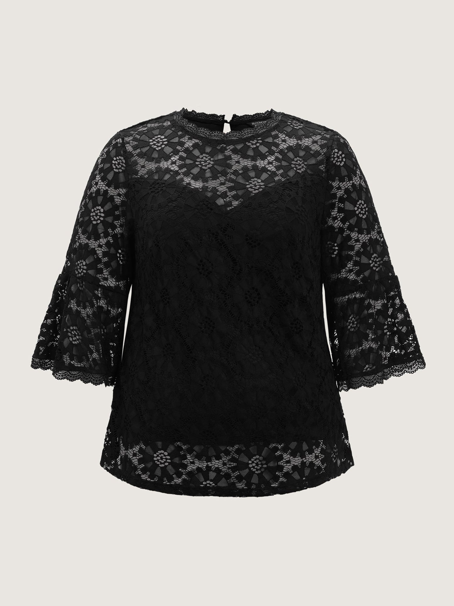 Floral Lace Sheer Fringe Knit Top