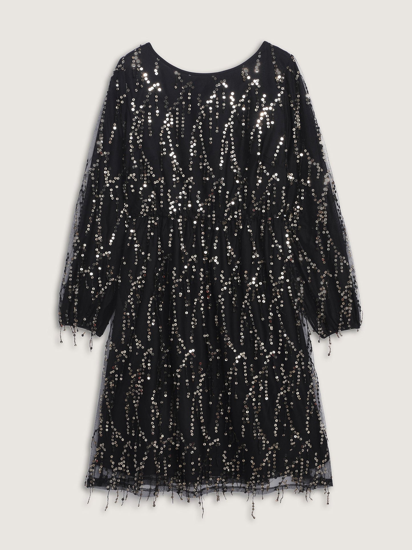 Back Bow Tie Fringe Sequin Mini Dress
