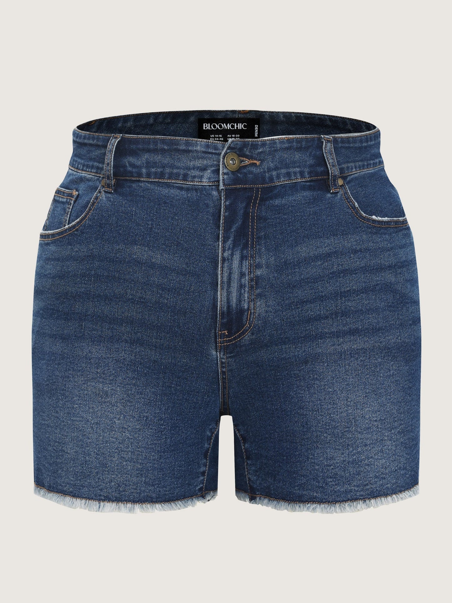 Raw Hem Stretchy Straight-Leg Denim Shorts
