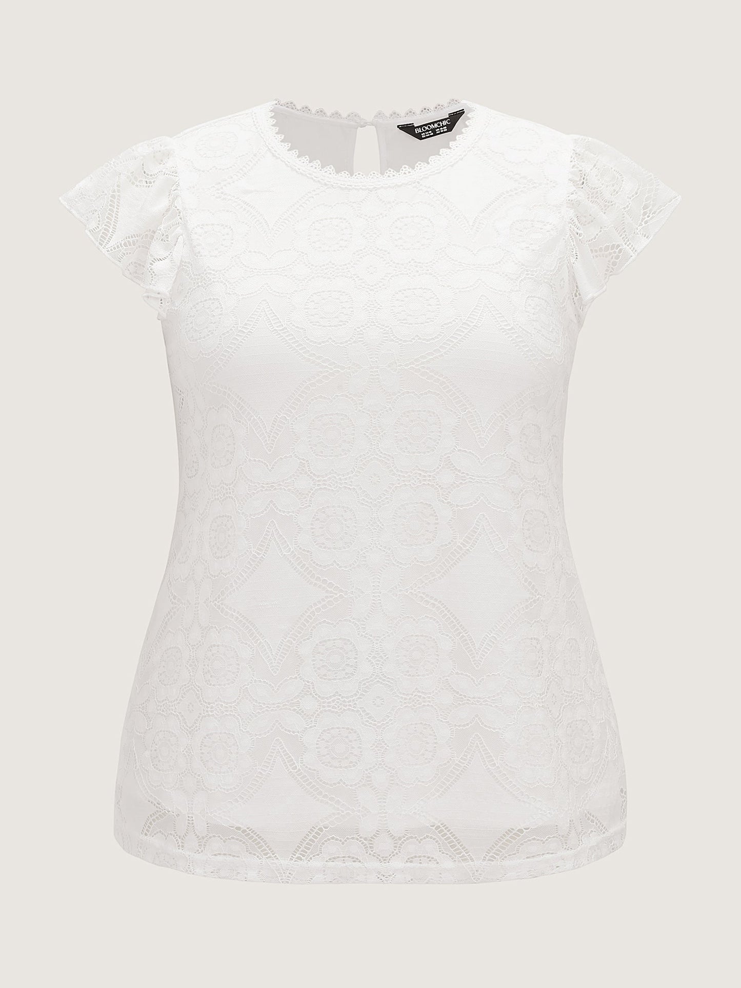 Floral Lace Knit Crew Neck Top