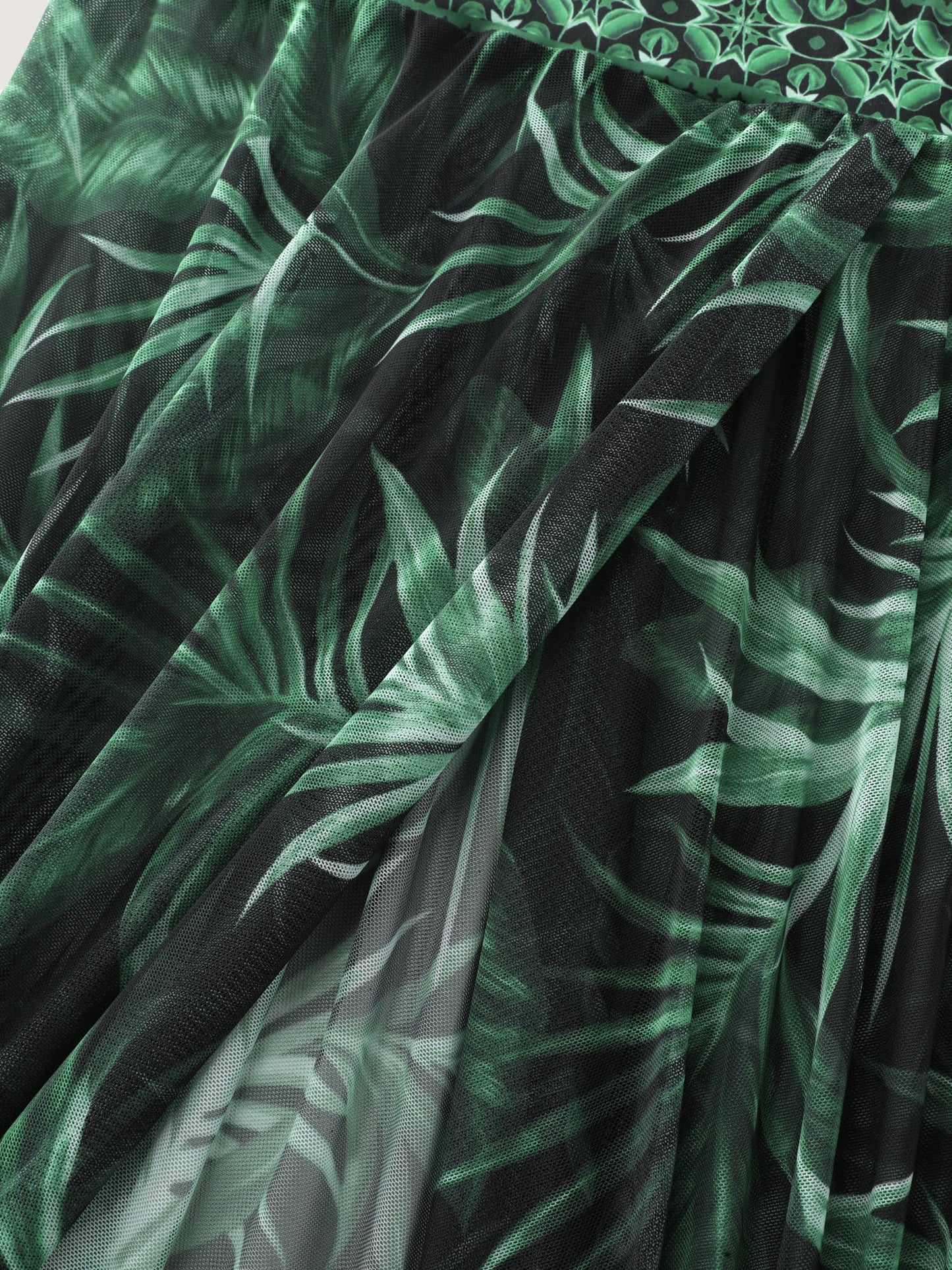 Tropical Plant Print One-Piece Swimsuit Set