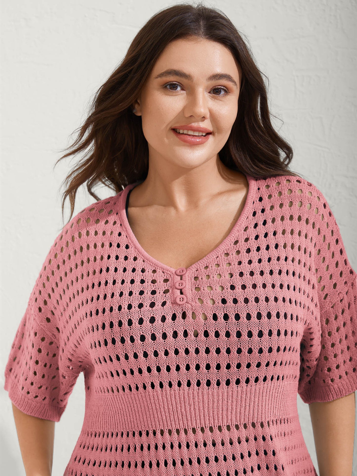 Cut-Out Waist-Cinched Button Swim Cover-Up