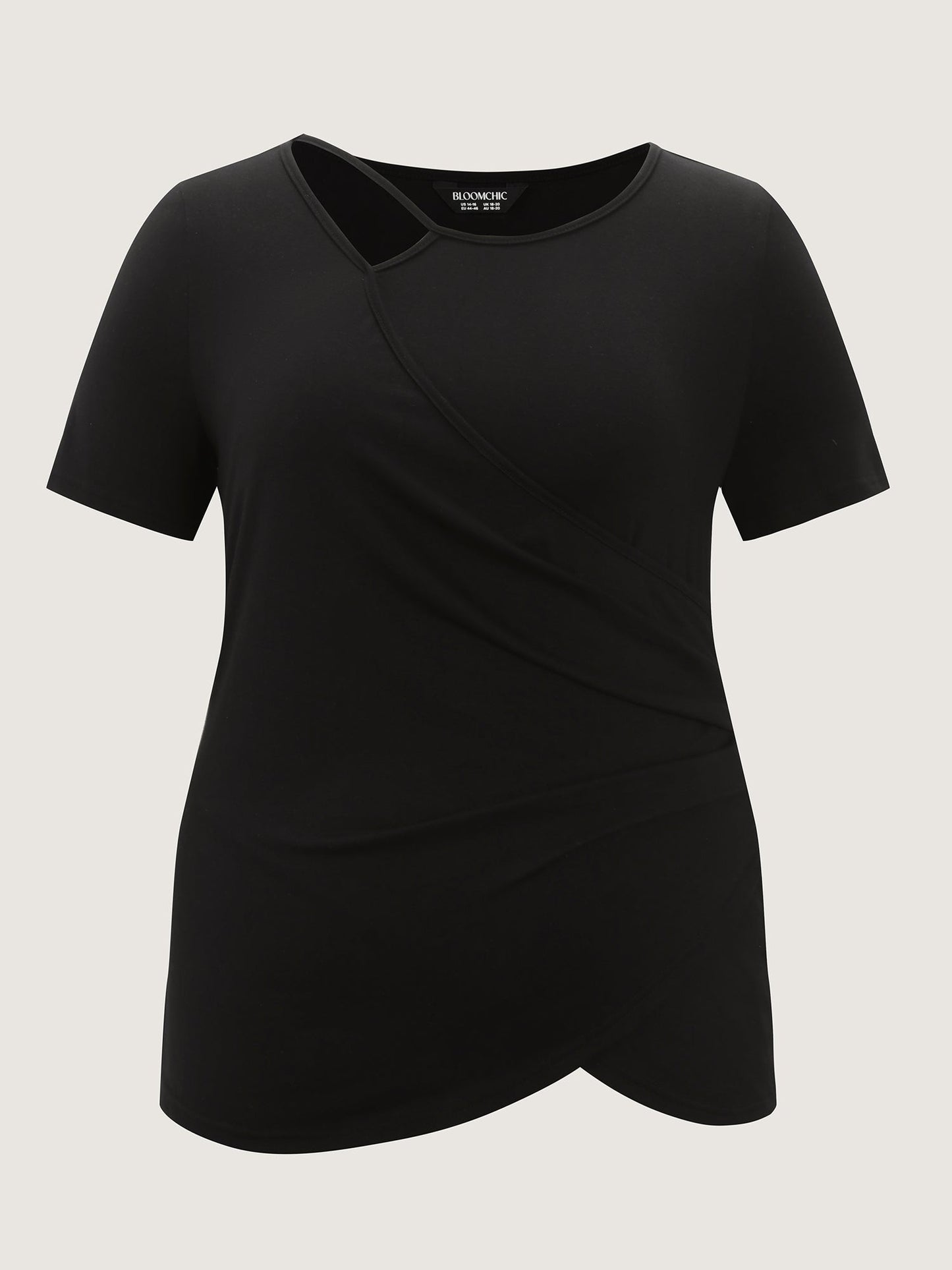 Stretchy Asymmetrical Neckline Slit Knit Top