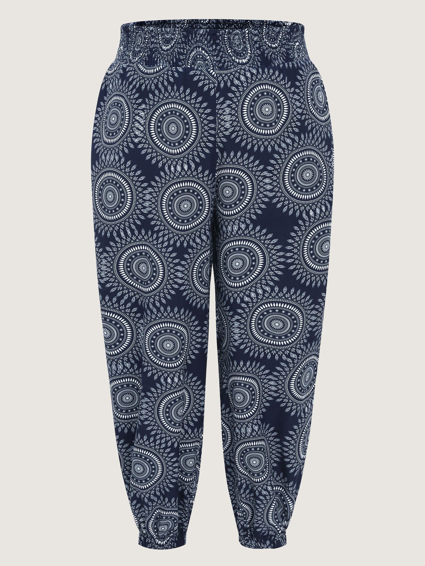 Supersoft Geometric Print Pockets Shirred Waist Pants
