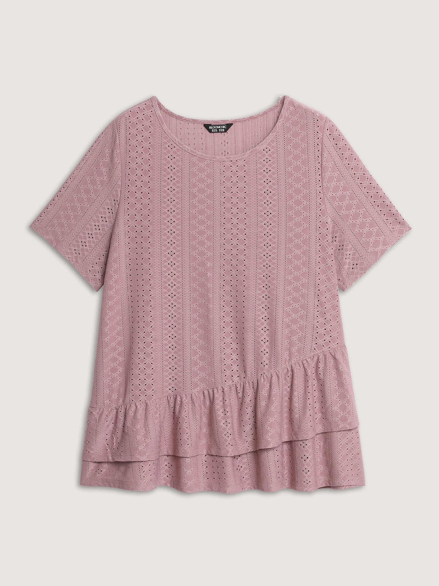 Textured Ruffled Layered Hem Knit Top