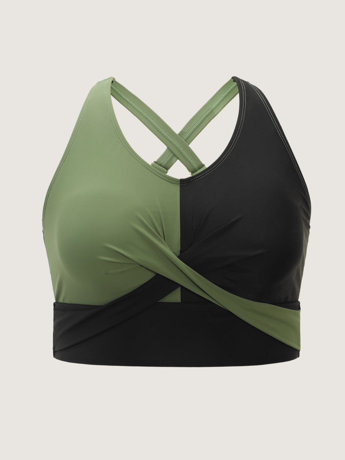 Colorblock Adjustable Overlap Front Swim Top
