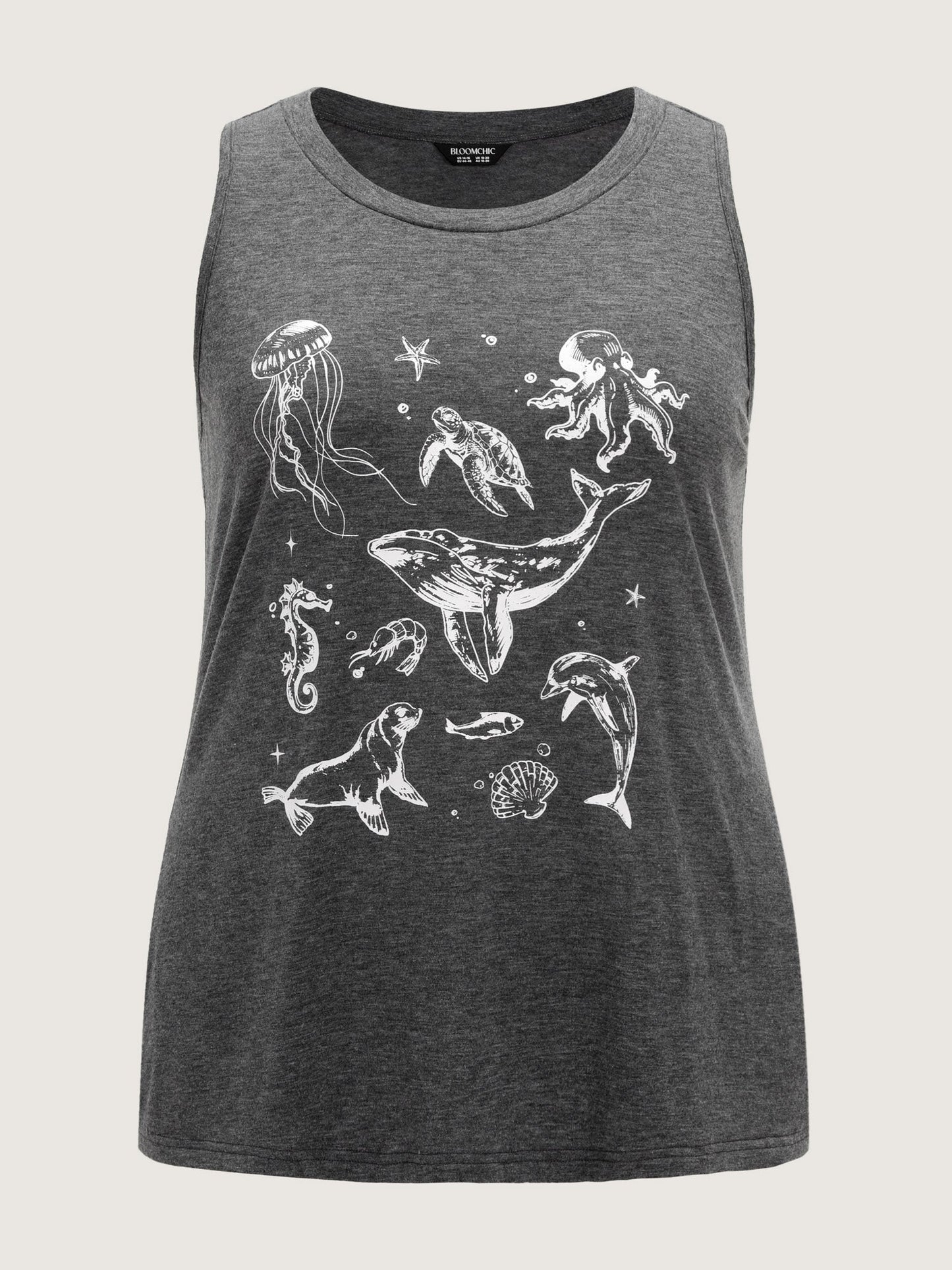 Supersoft Ocean Print Round Neck Tank Top
