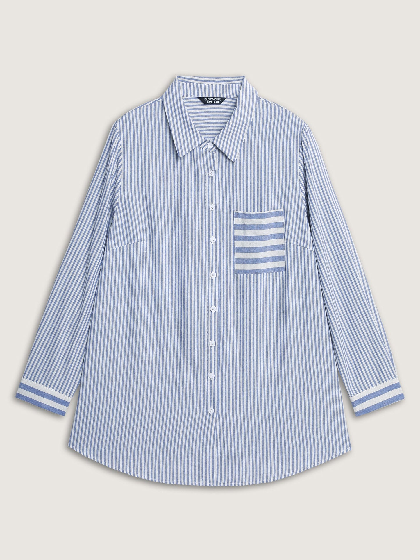 Cotton Nautical Striped Pocket Button Down Shirt