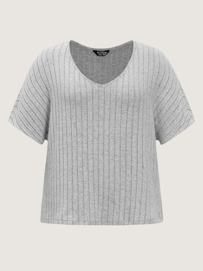 Stretchy-Fit Ribbed Texture Lounge Set