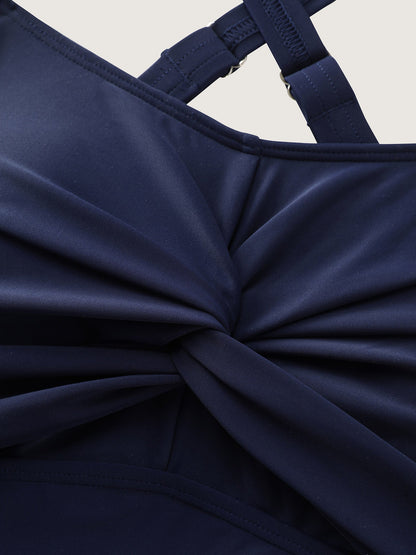 Knotted Hem Twist Front Swim Dress
