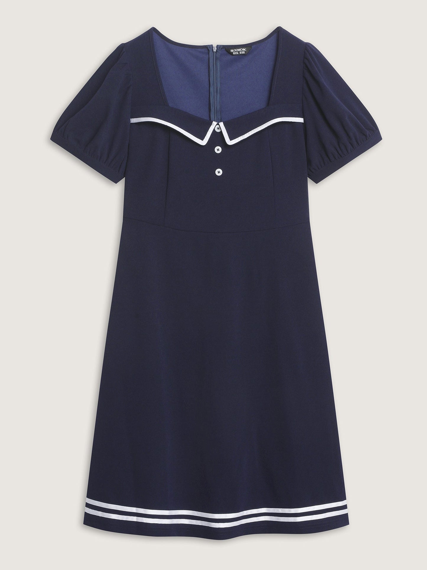 Retro Nautical Detail Color Contrast Mini Dress