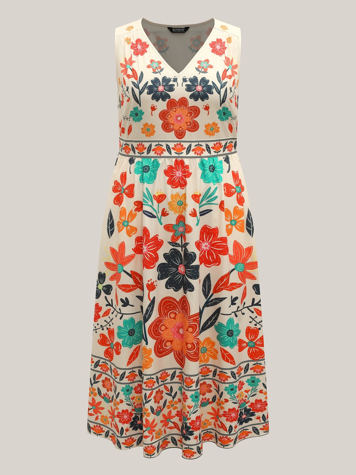 plus size Floral Drama Cinched-Waist Maxi Dress