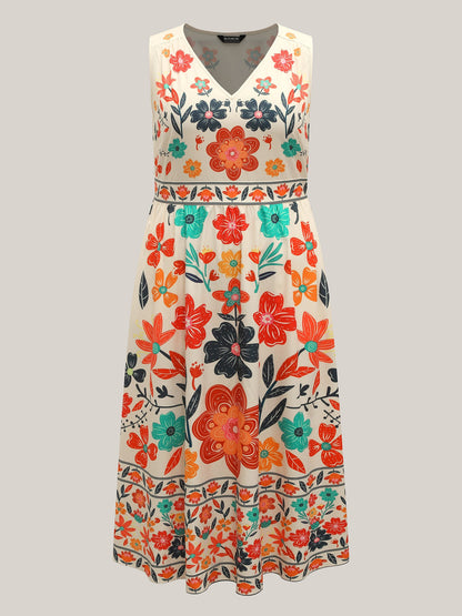 plus size Floral Drama Cinched-Waist Maxi Dress