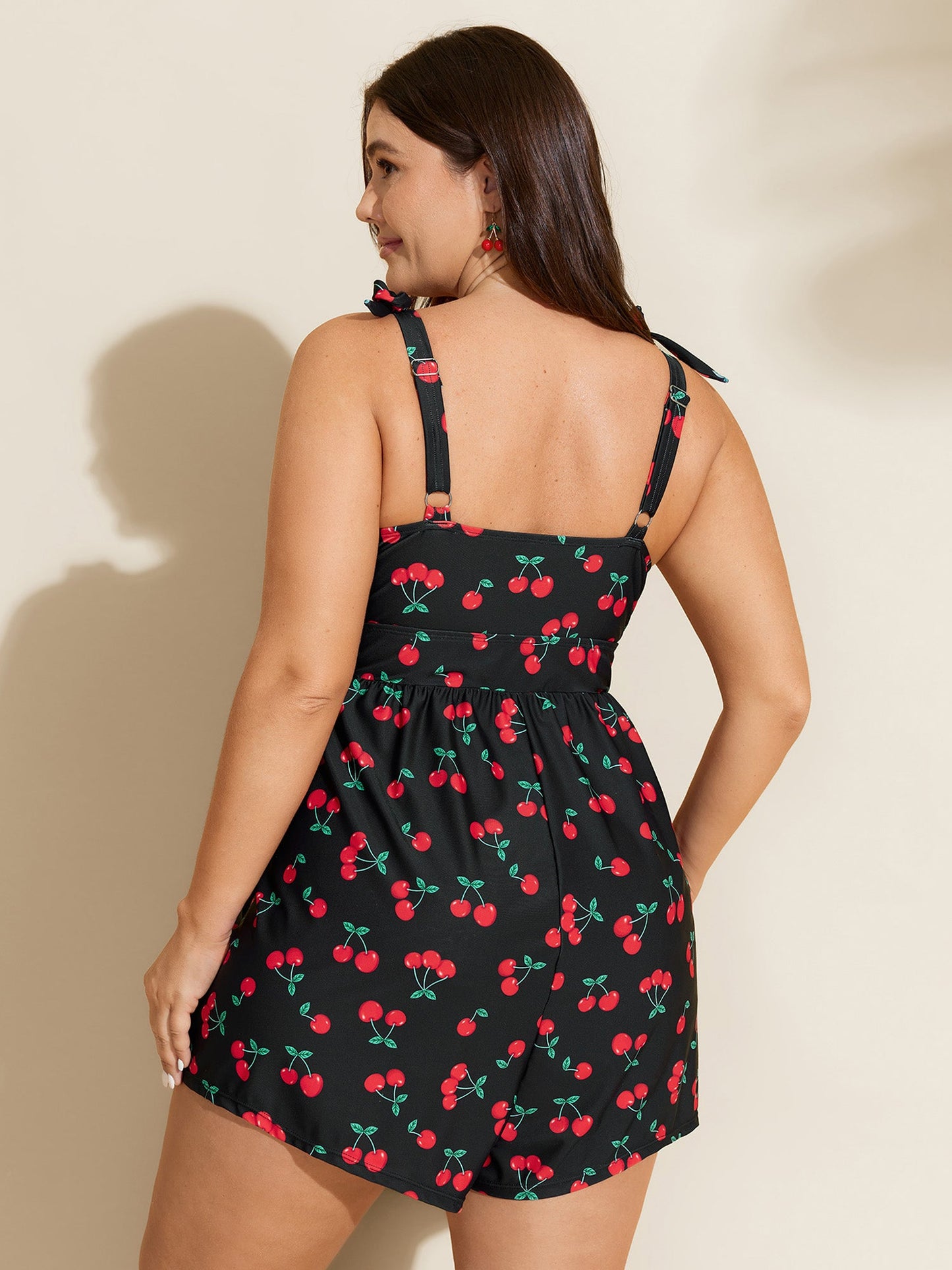 Cherry Print Adjustable One-Piece Swimsuit