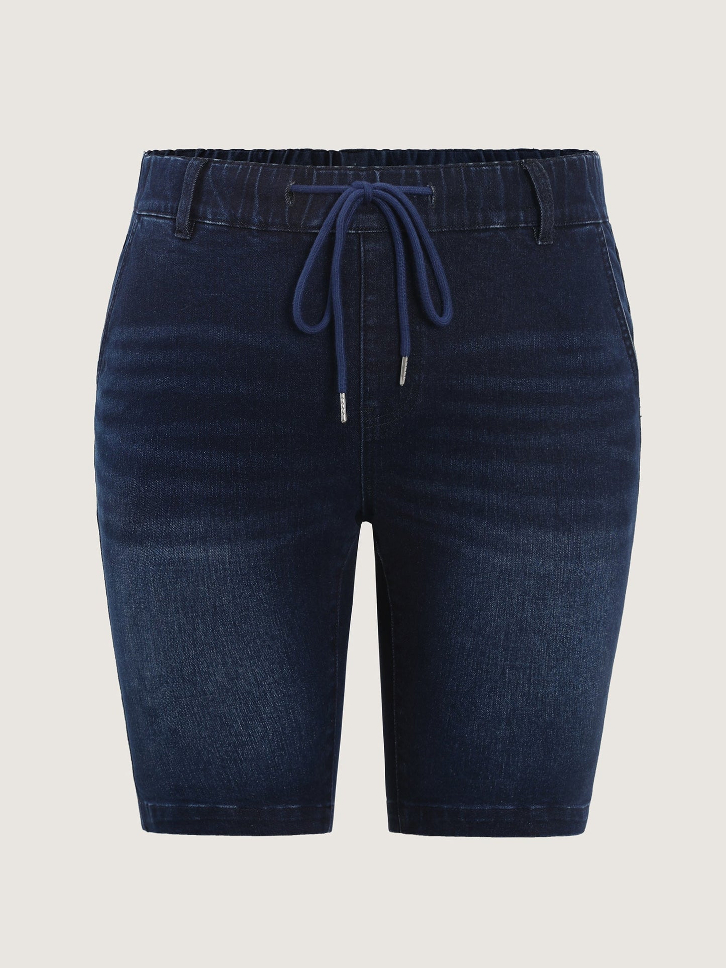 Elastic Waistline Drawstring Skinny-Fit Denim Shorts