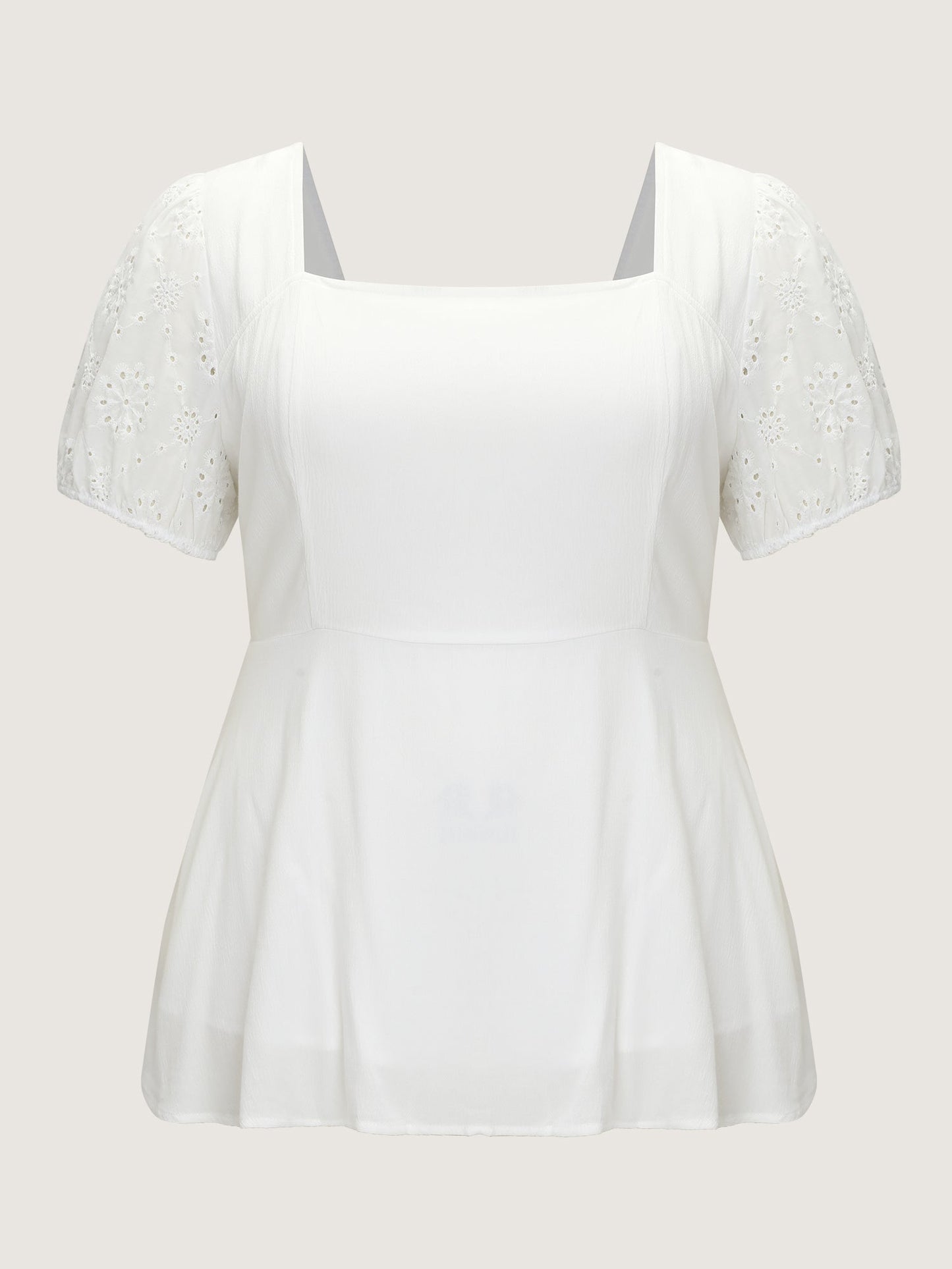 Cotton Floral Eyelet Trim Fit And Flare Blouse