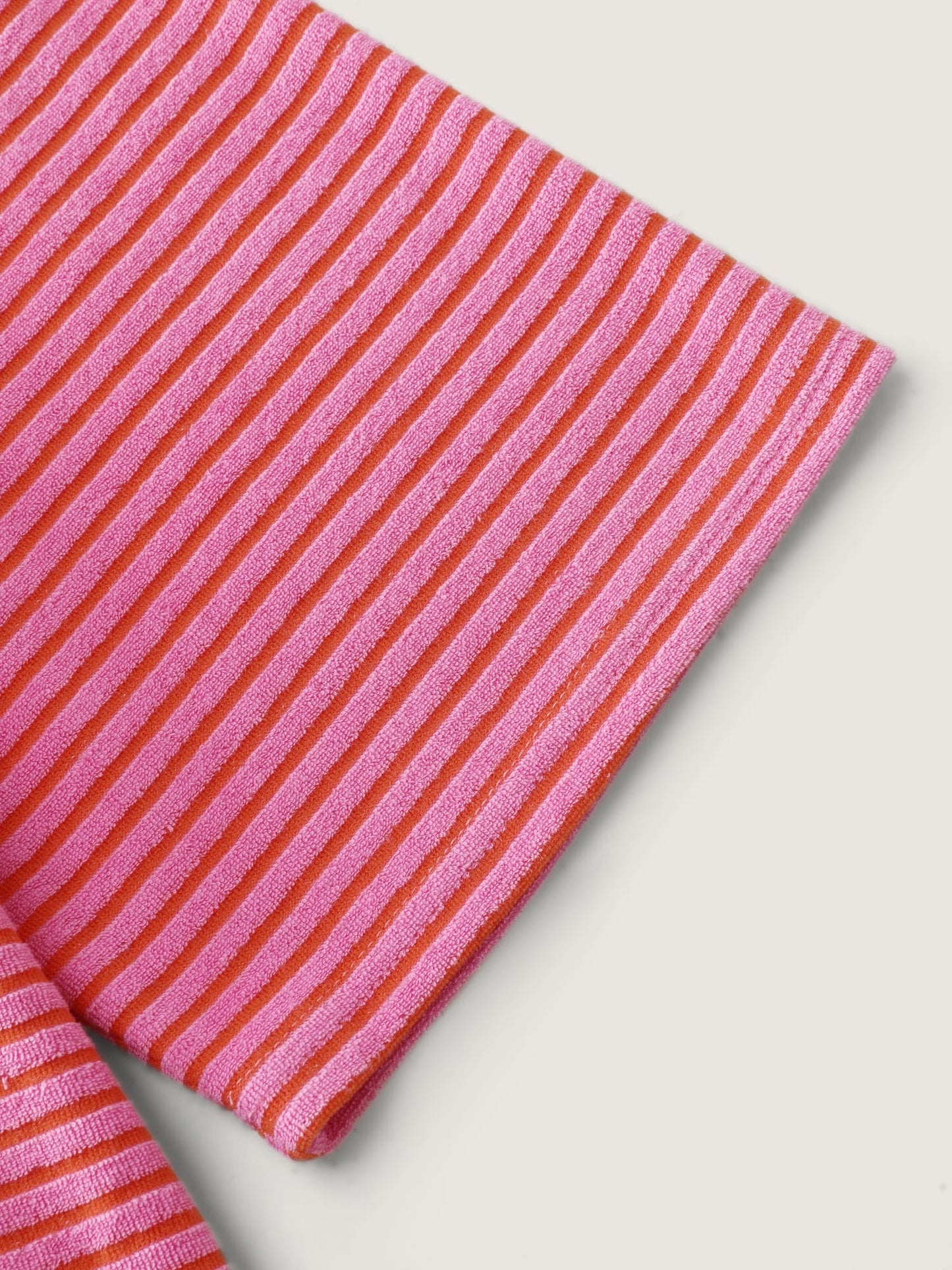Striped Color Contrast Collar Terry Cloth Two-Piece Set